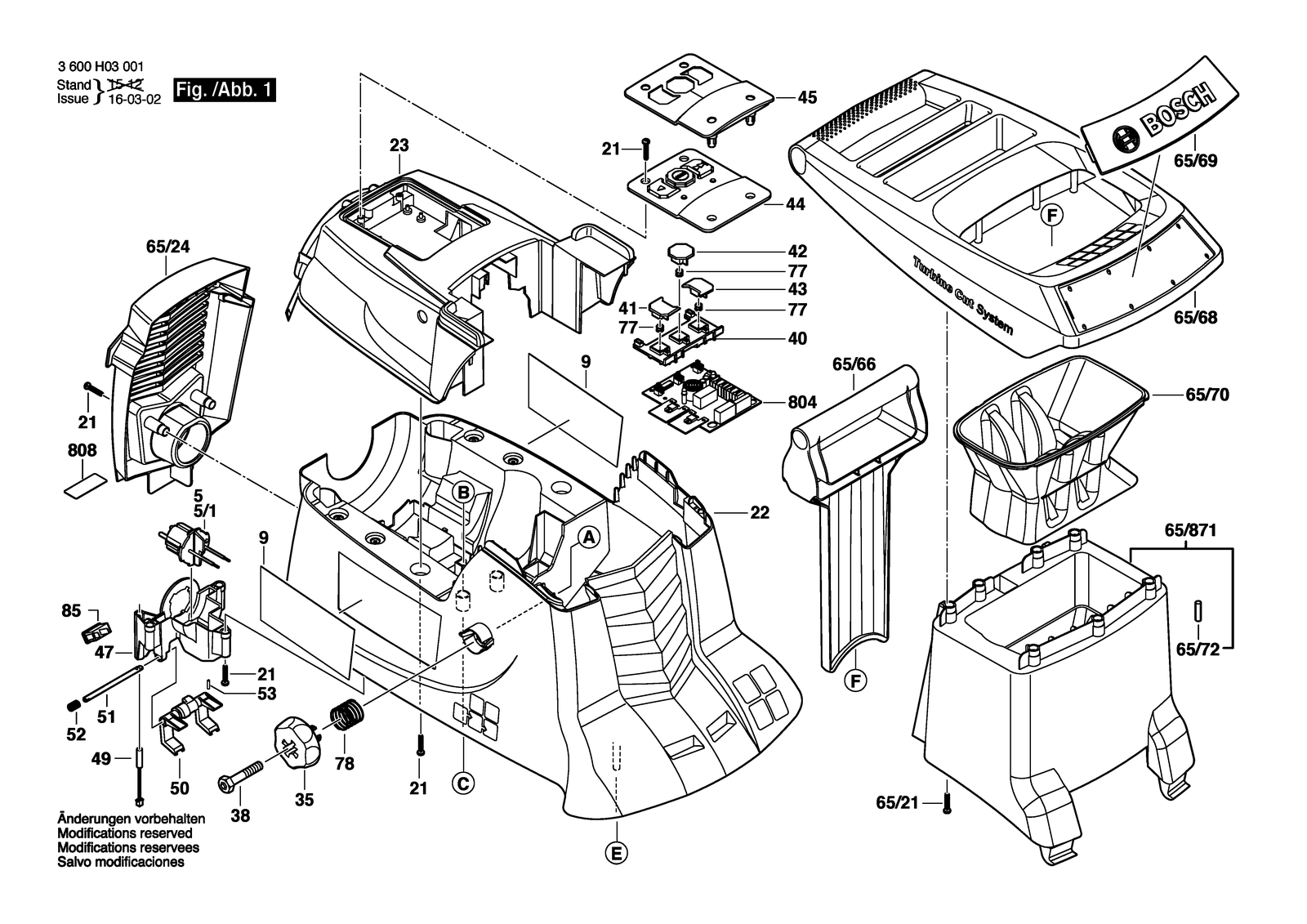 Bosch AXT 25 D parts diagram, sheet 1