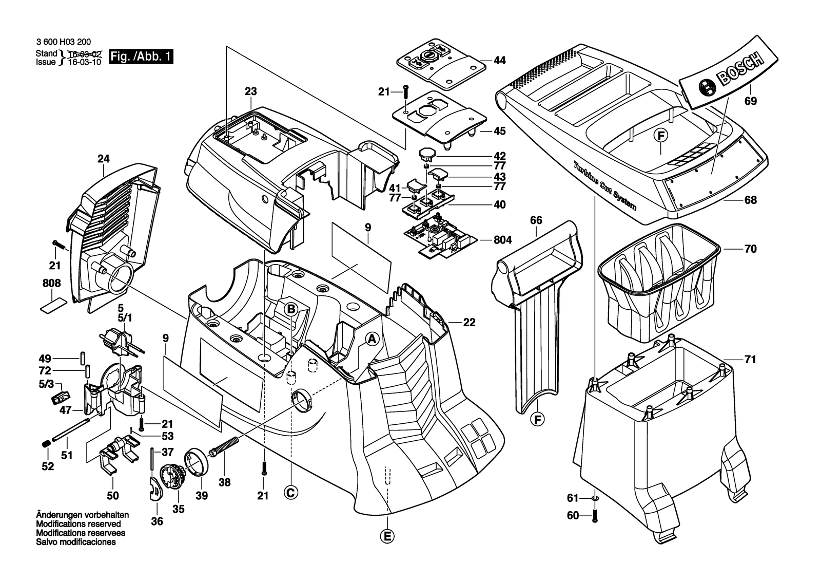 Bosch AXT 23 TC parts diagram, sheet 1