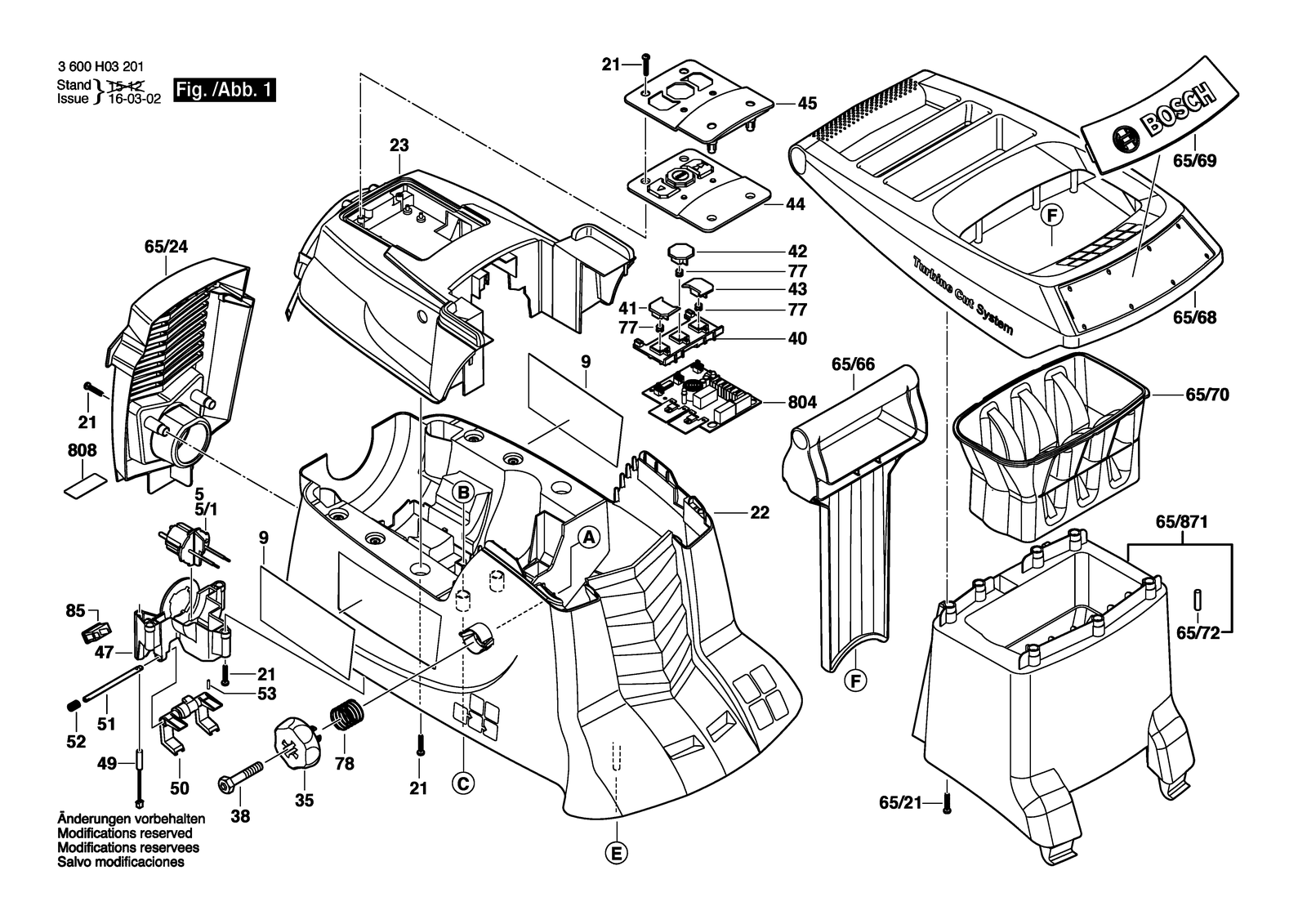Bosch AXT 23 TC parts diagram, sheet 1