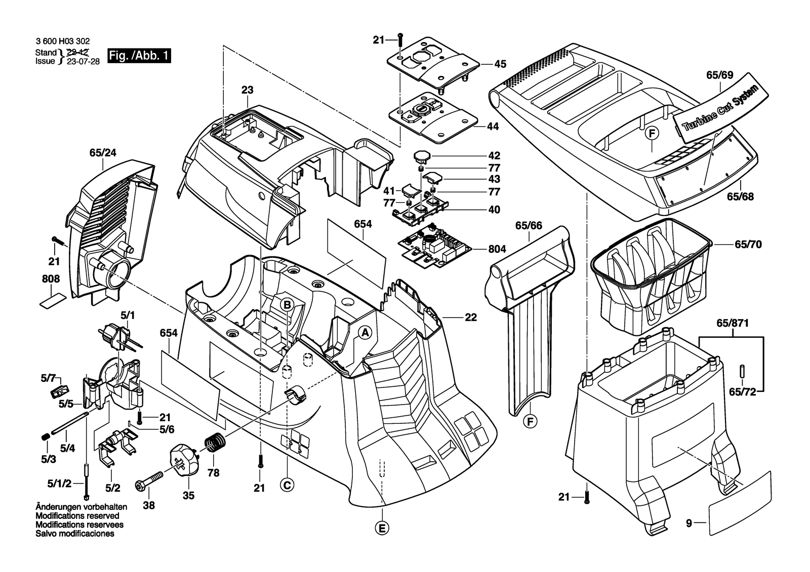 Bosch AXT 23 TC parts diagram, sheet 1
