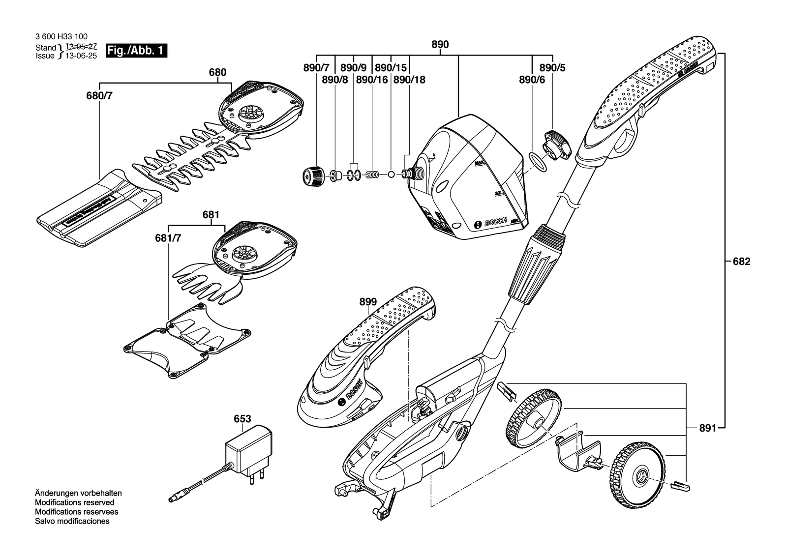 Bosch ISIO 3 parts diagram, sheet 1