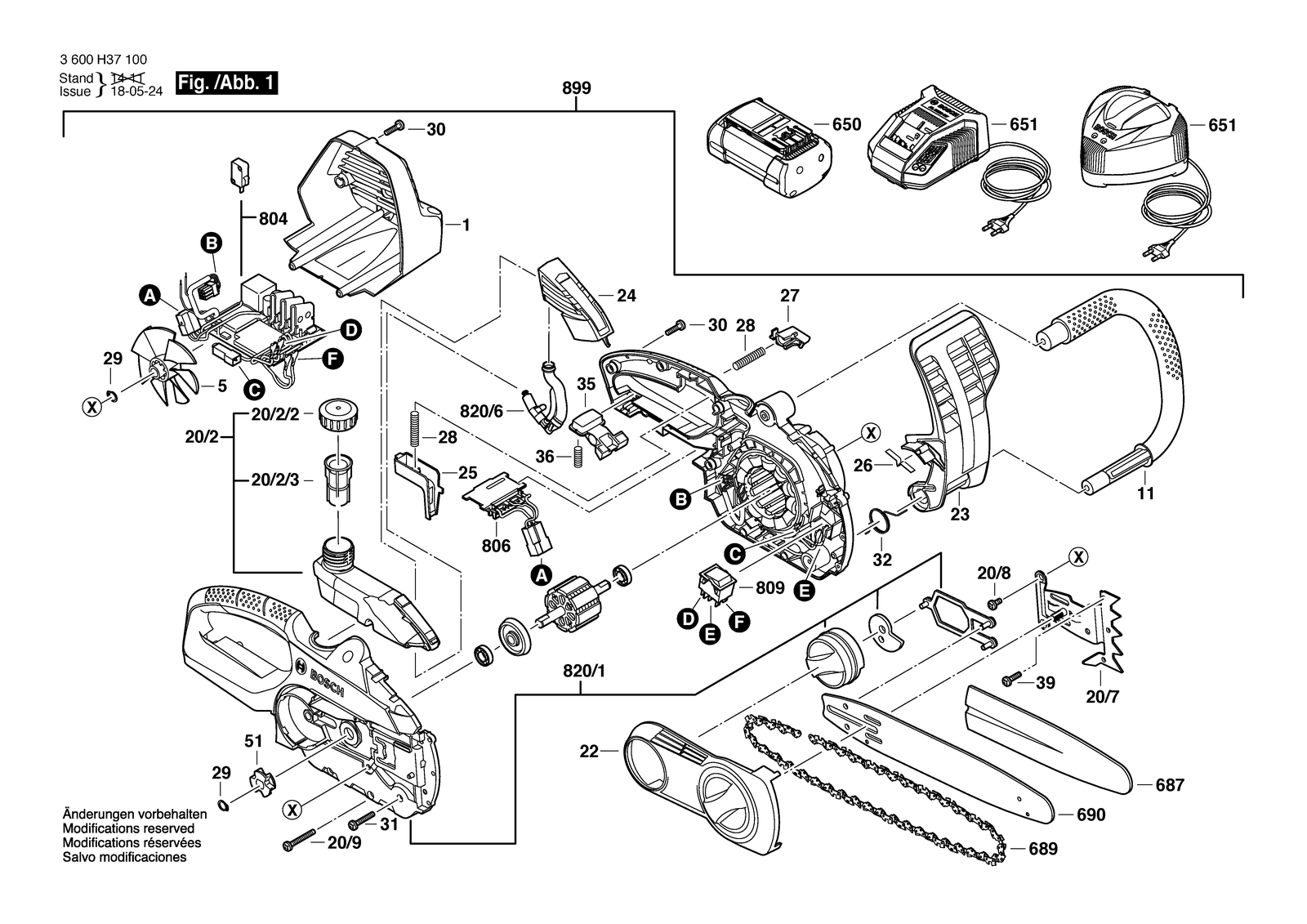 Bosch AKE 30 LI parts diagram, sheet 1