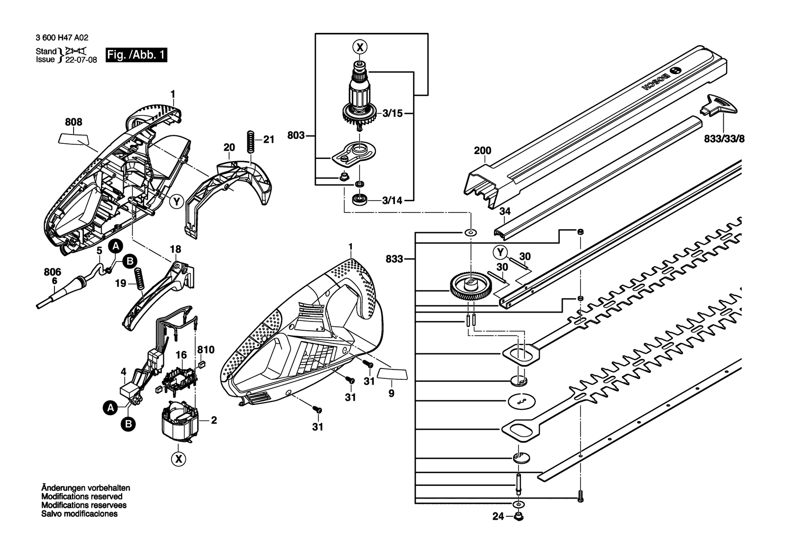 Bosch EasyHedgeCut 50 parts diagram, sheet 1