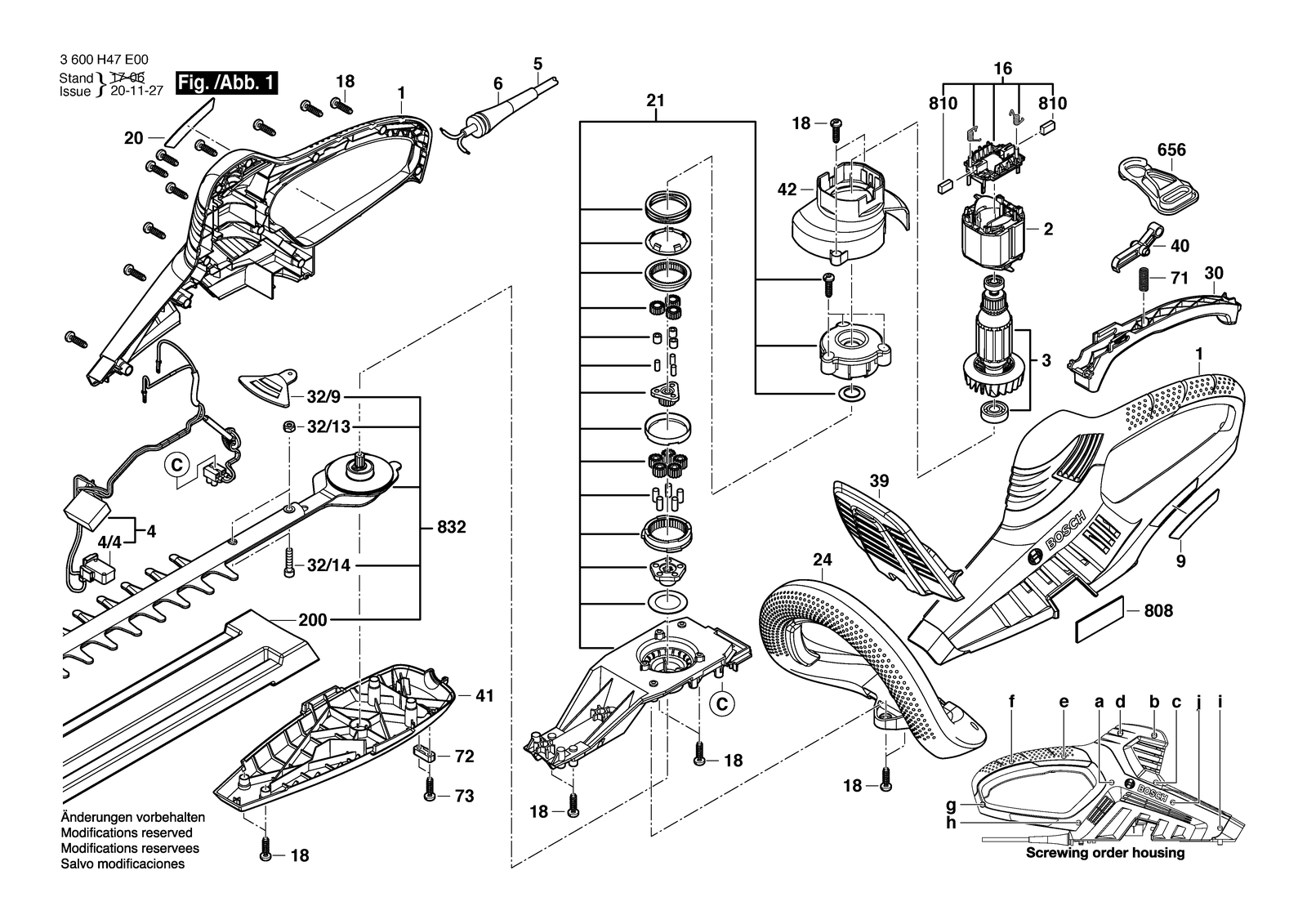 Bosch AHS 45-26 parts diagram, sheet 1