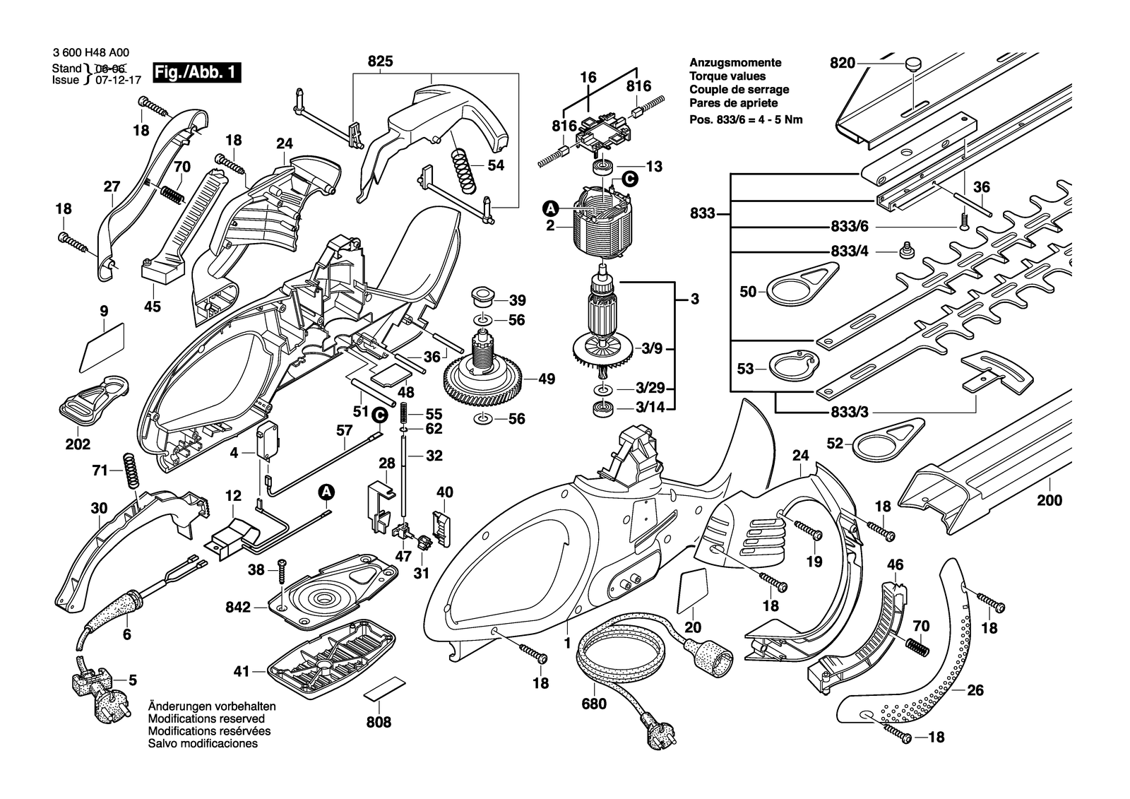 Bosch AHS 7000 PRO-T parts diagram, sheet 1