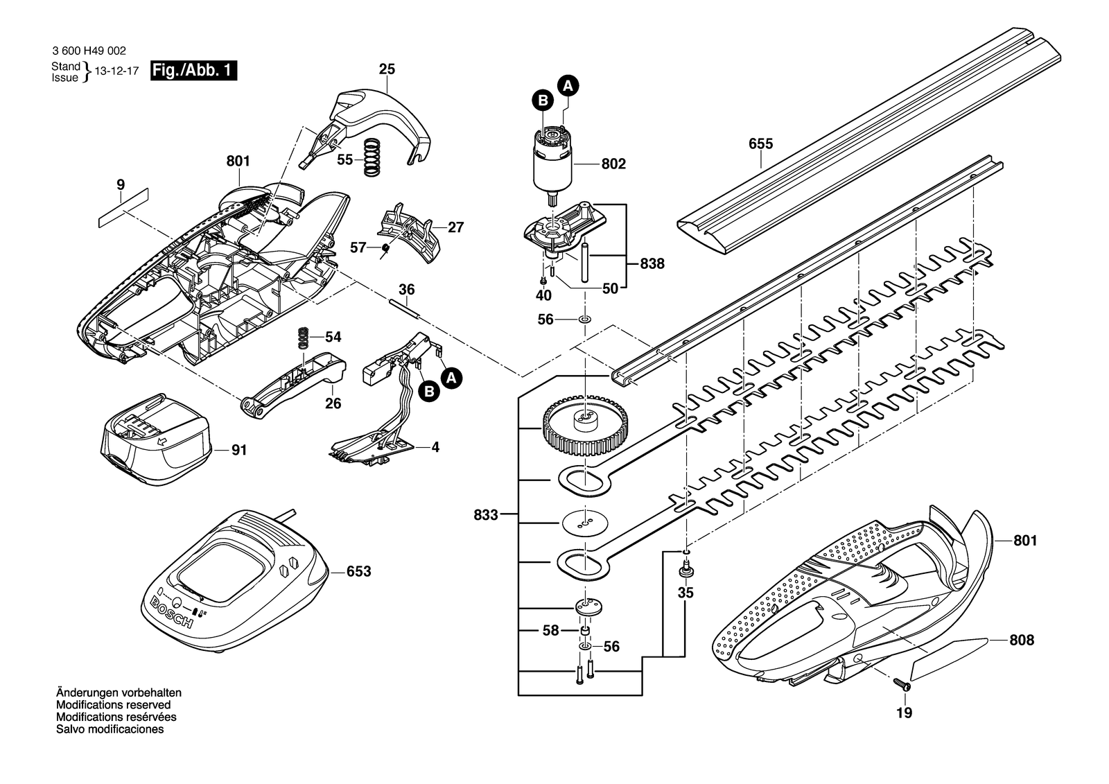 Bosch AHS 52 LI parts diagram, sheet 1