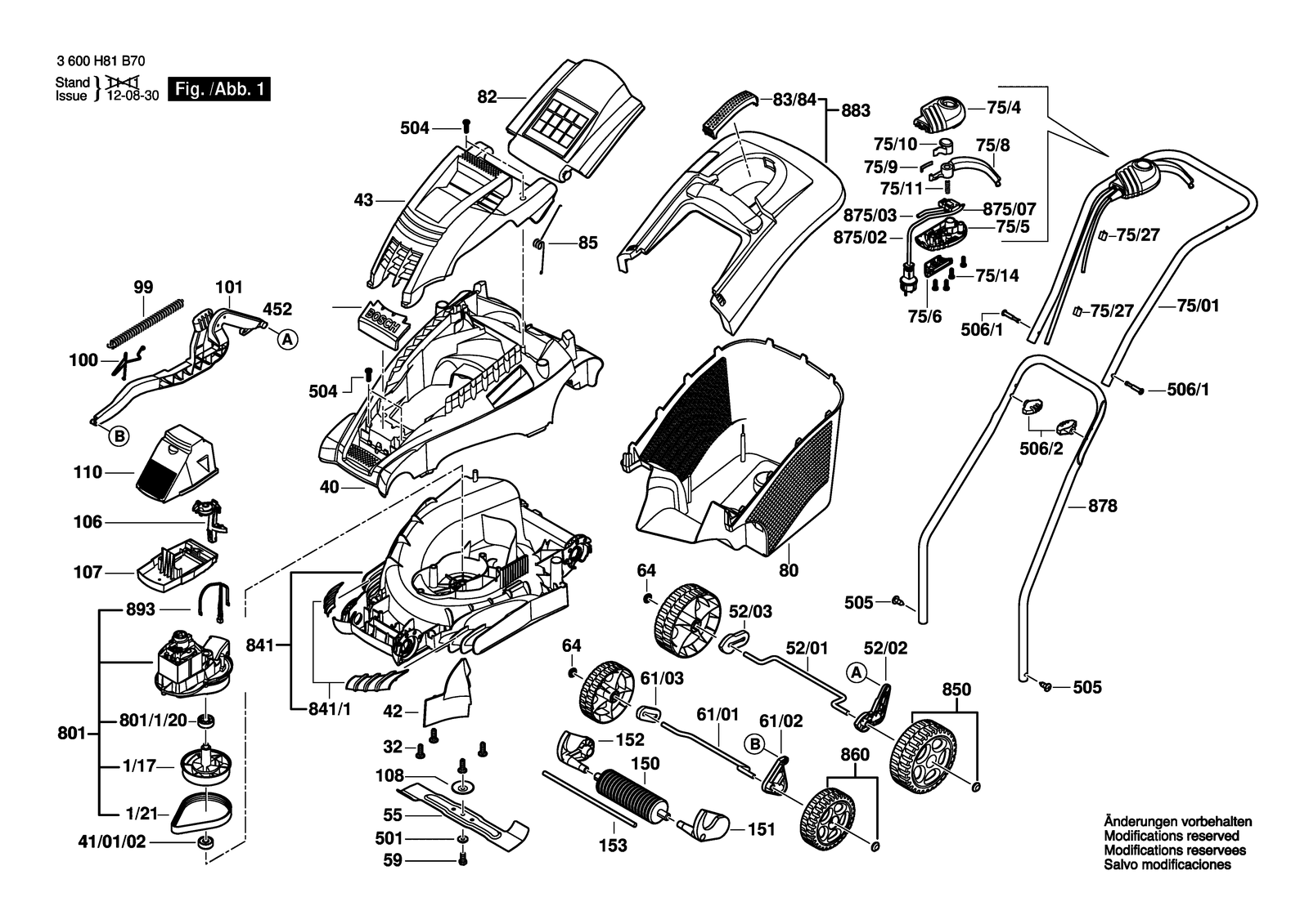 Bosch ROTAK 36 parts diagram, sheet 1