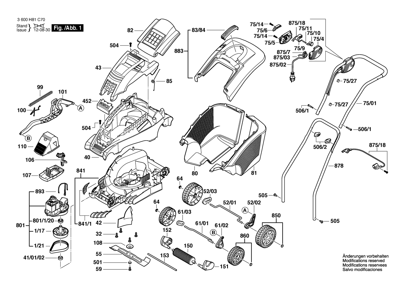 Bosch ROTAK 43 parts diagram, sheet 1