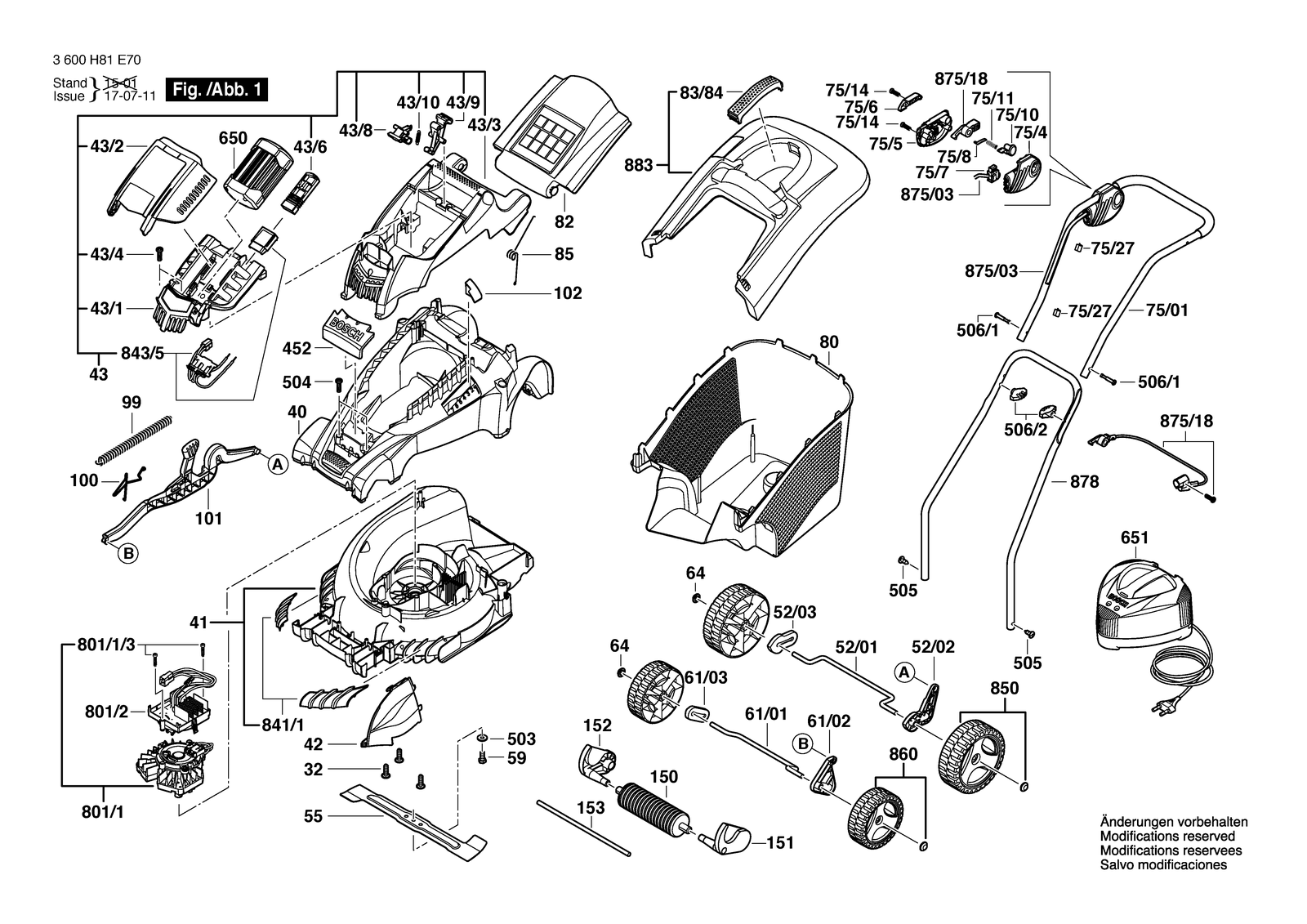Bosch ROTAK 34 LI parts diagram, sheet 1