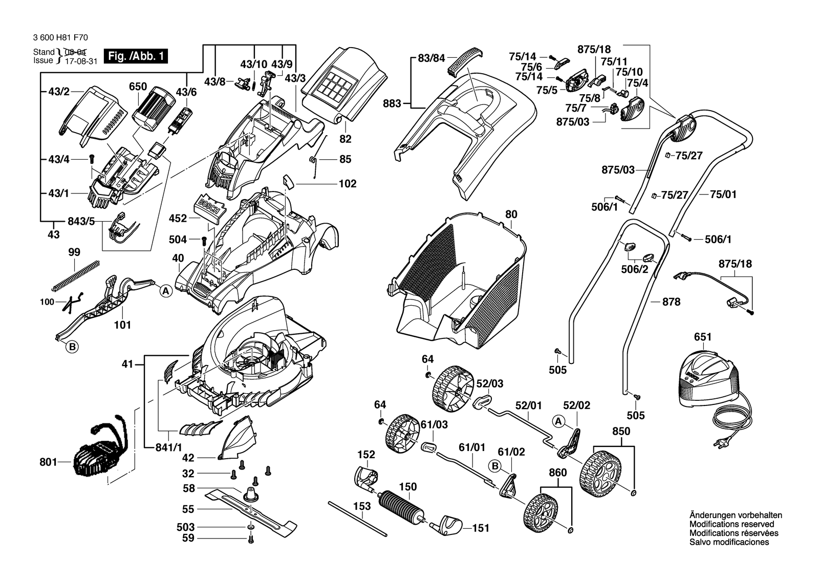 Bosch ROTAK 34 LI parts diagram, sheet 1