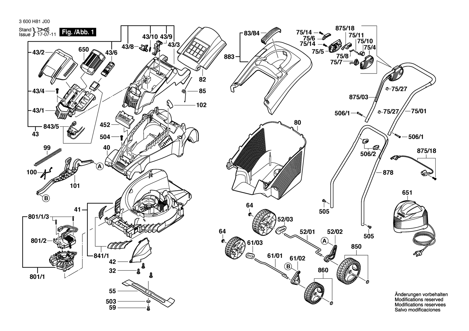 Bosch ROTAK 34 LI parts diagram, sheet 1