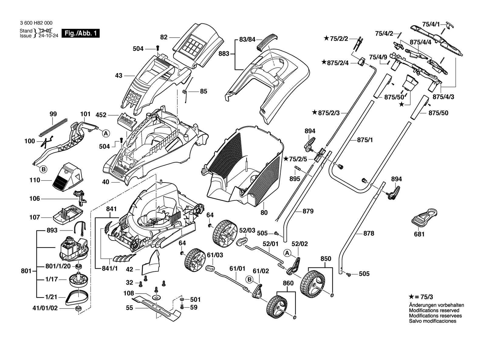 Bosch ROTAK 34 parts diagram, sheet 1