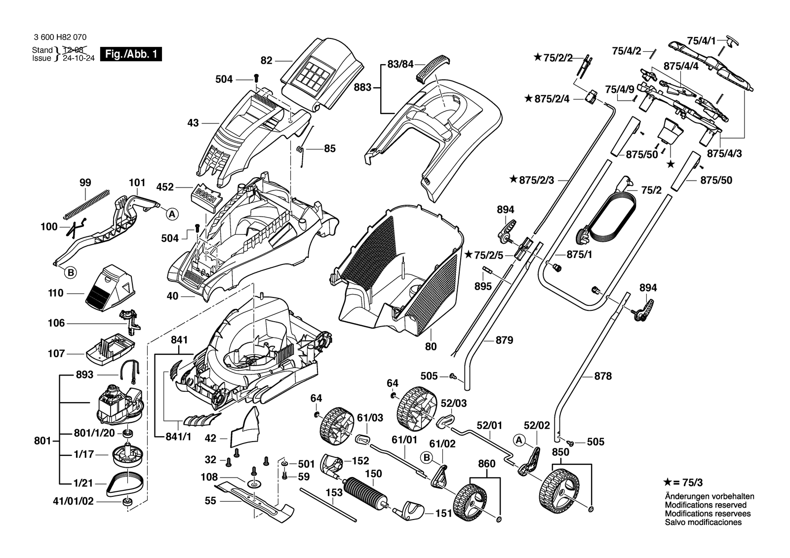 Bosch ROTAK 34 parts diagram, sheet 1