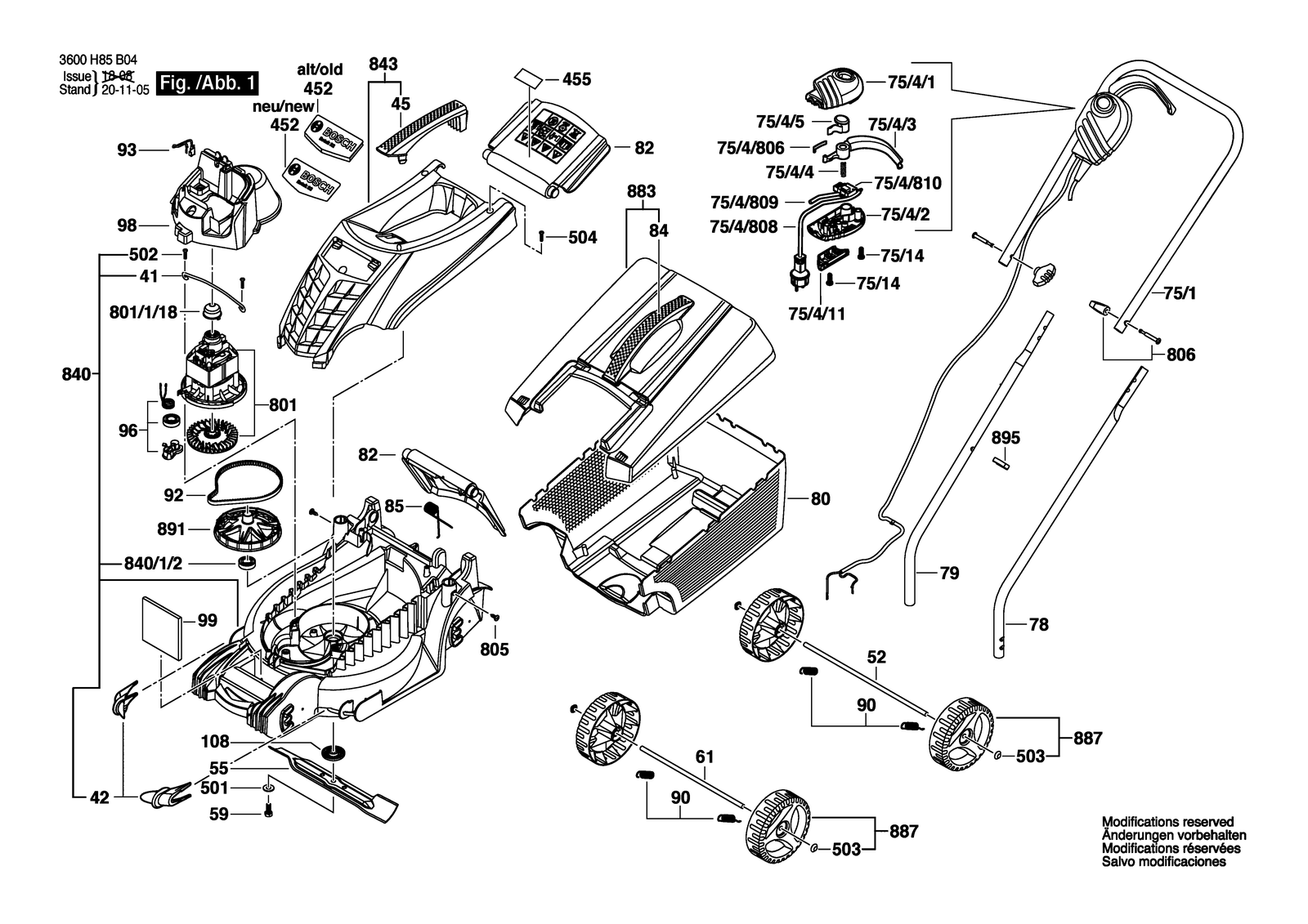 Bosch ARM 32 parts diagram, sheet 1