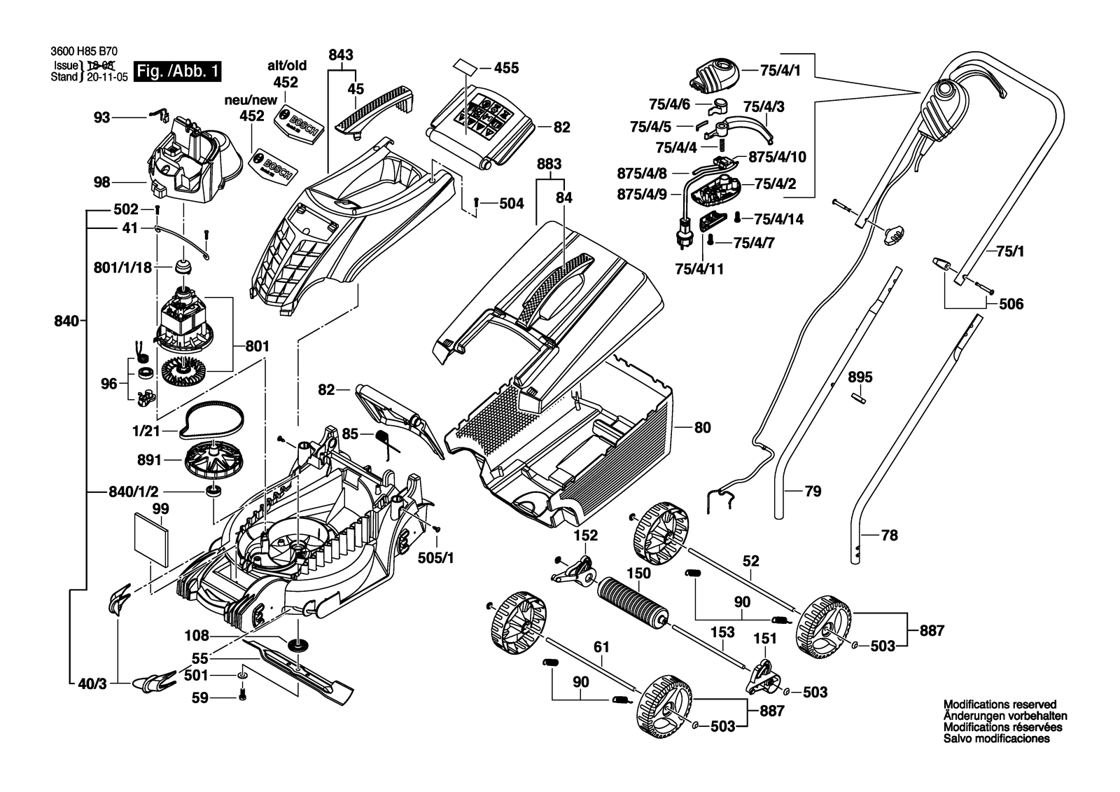 Bosch ROTAK 32 R parts diagram, sheet 1