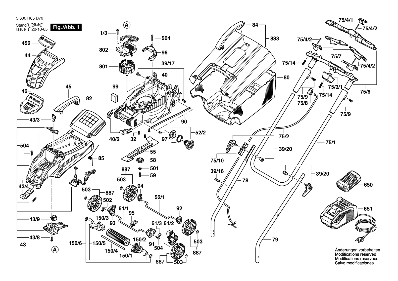 Bosch ROTAK 32 LI parts diagram, sheet 1