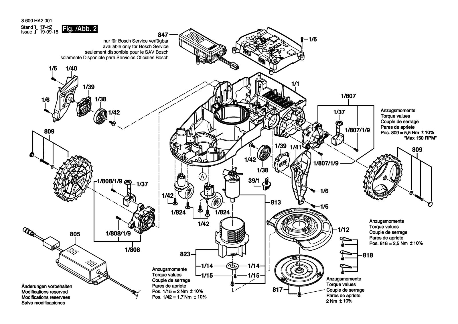 Bosch INDEGO Auto Lawnm. parts diagram, sheet 2