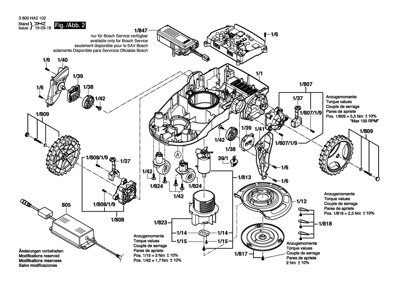 Bosch INDEGO Auto Lawnm. parts diagram, sheet 2
