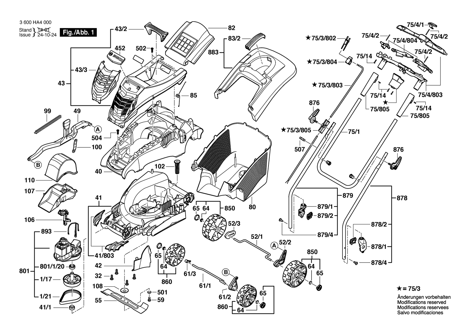 Bosch Rotak 37 parts diagram, sheet 1
