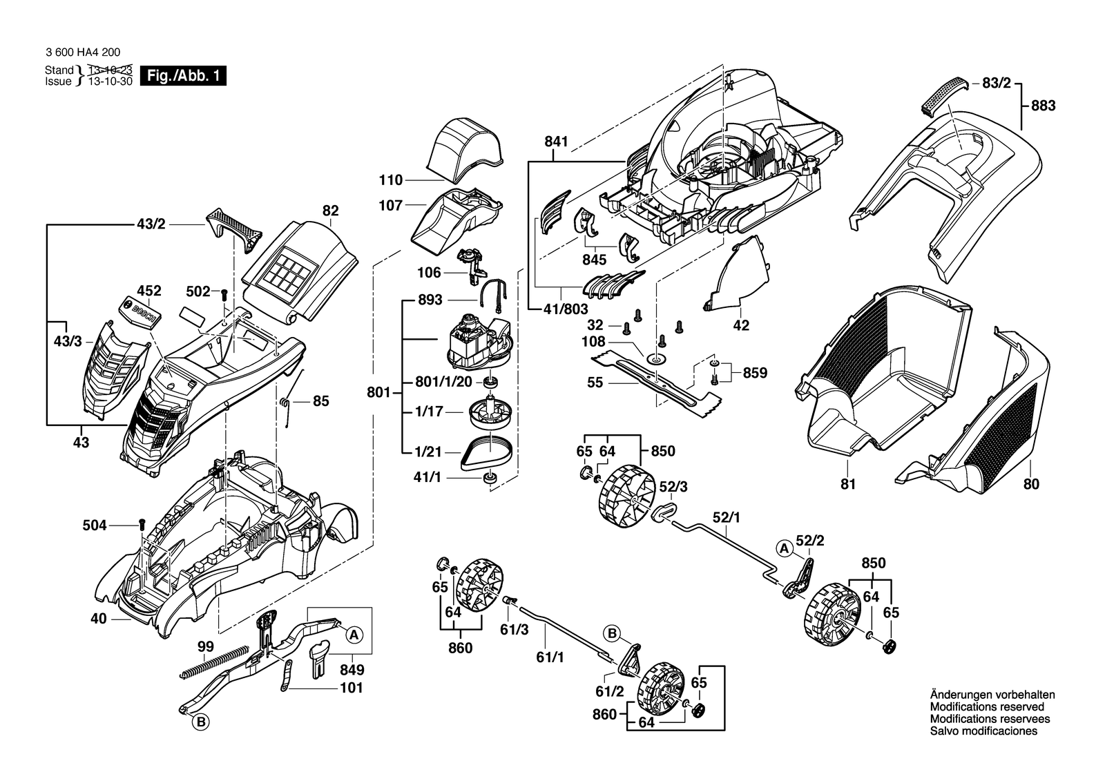 Bosch Rotak 400 ER parts diagram, sheet 1