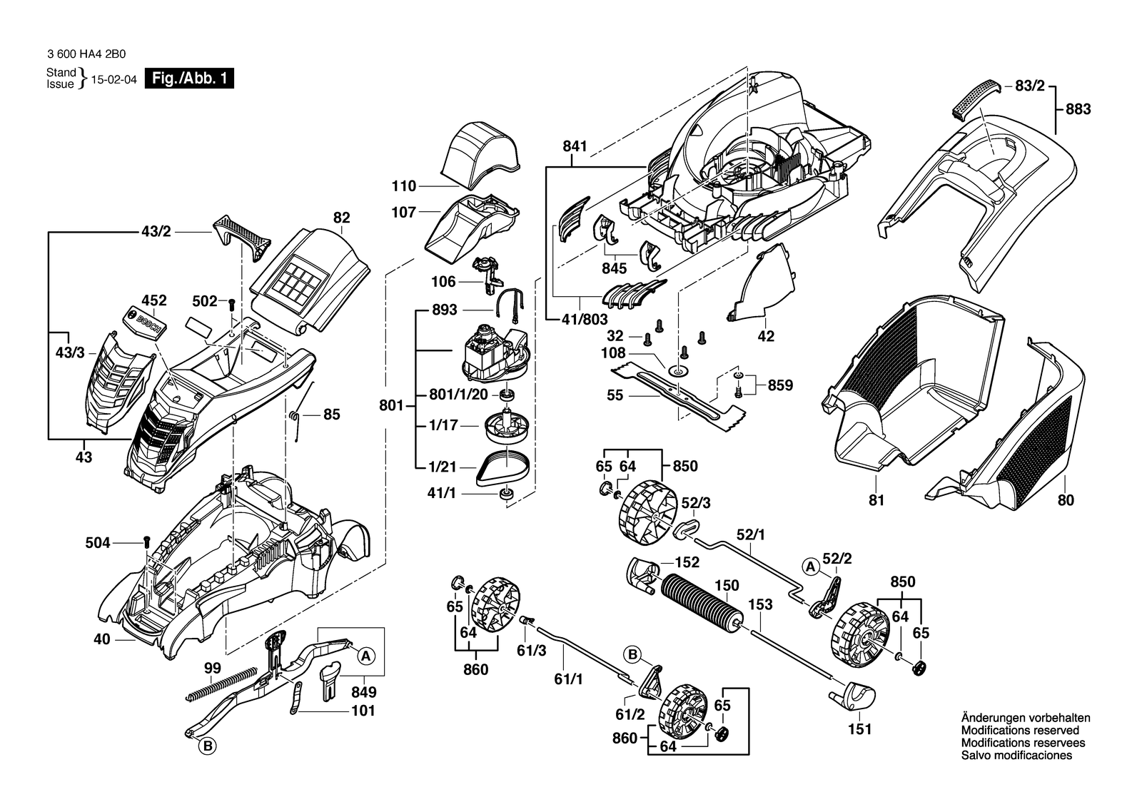 Bosch Rotak 40 Ergoflex parts diagram, sheet 1