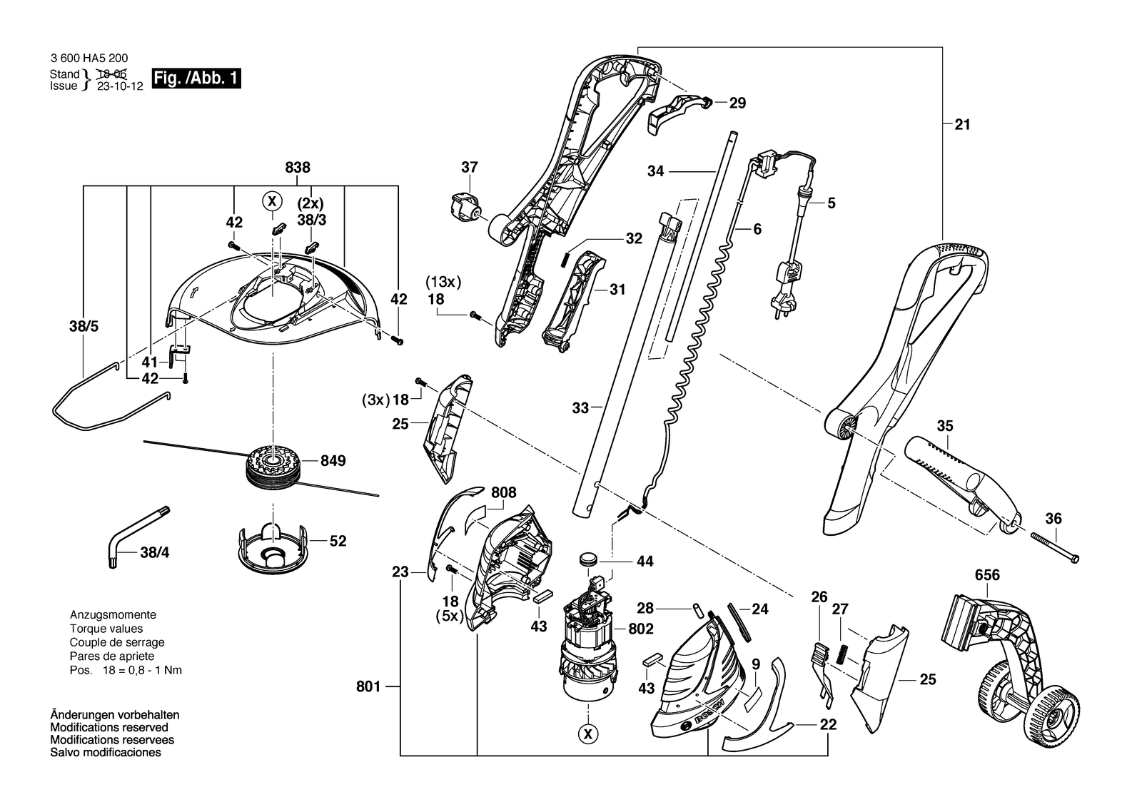 Bosch ART 26 AS parts diagram, sheet 1