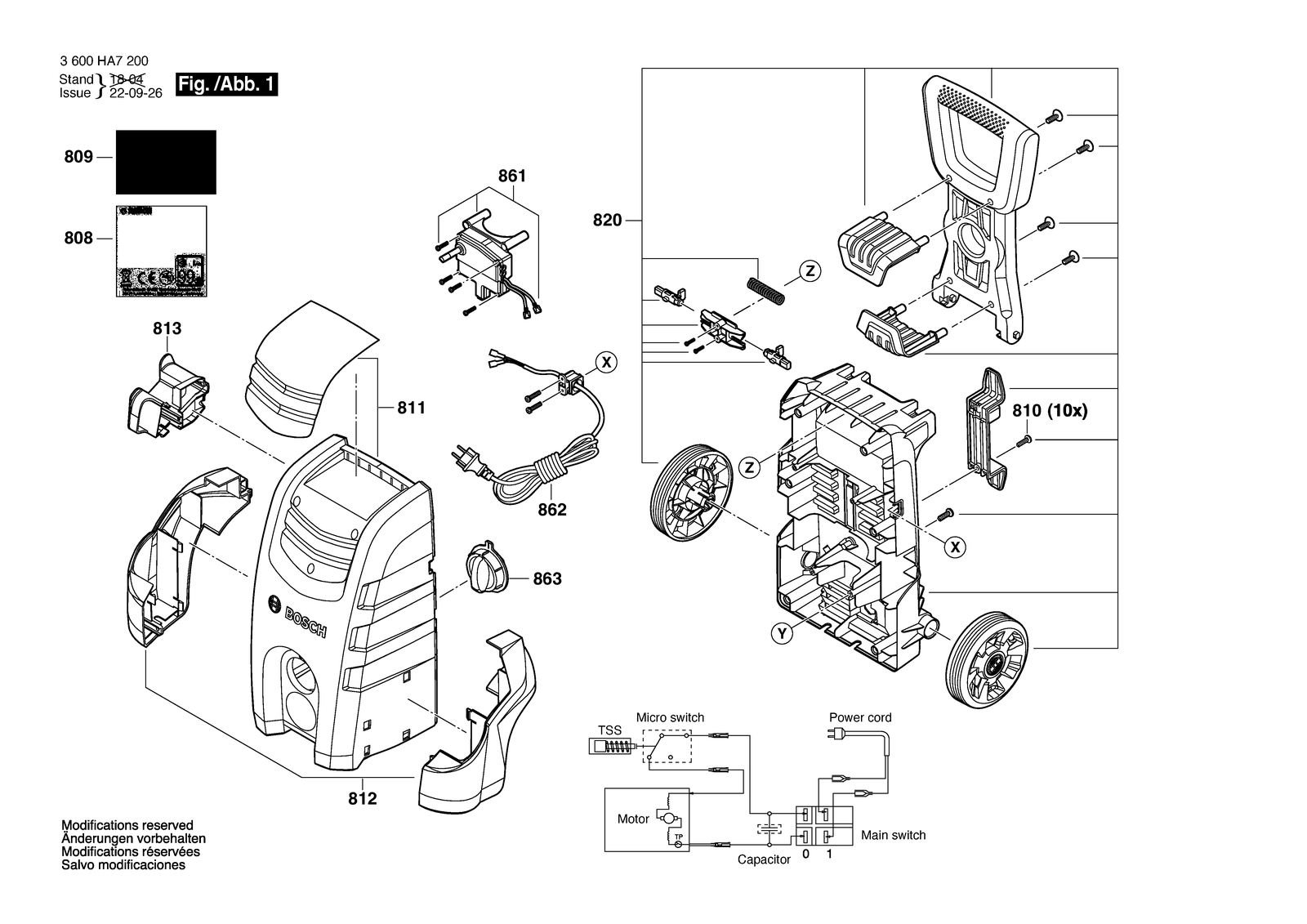 Bosch 100221-DIY HPW ARCE parts diagram, sheet 1