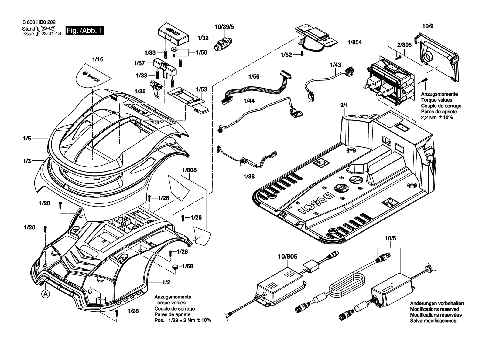 Bosch Indego S 500 parts diagram, sheet 1