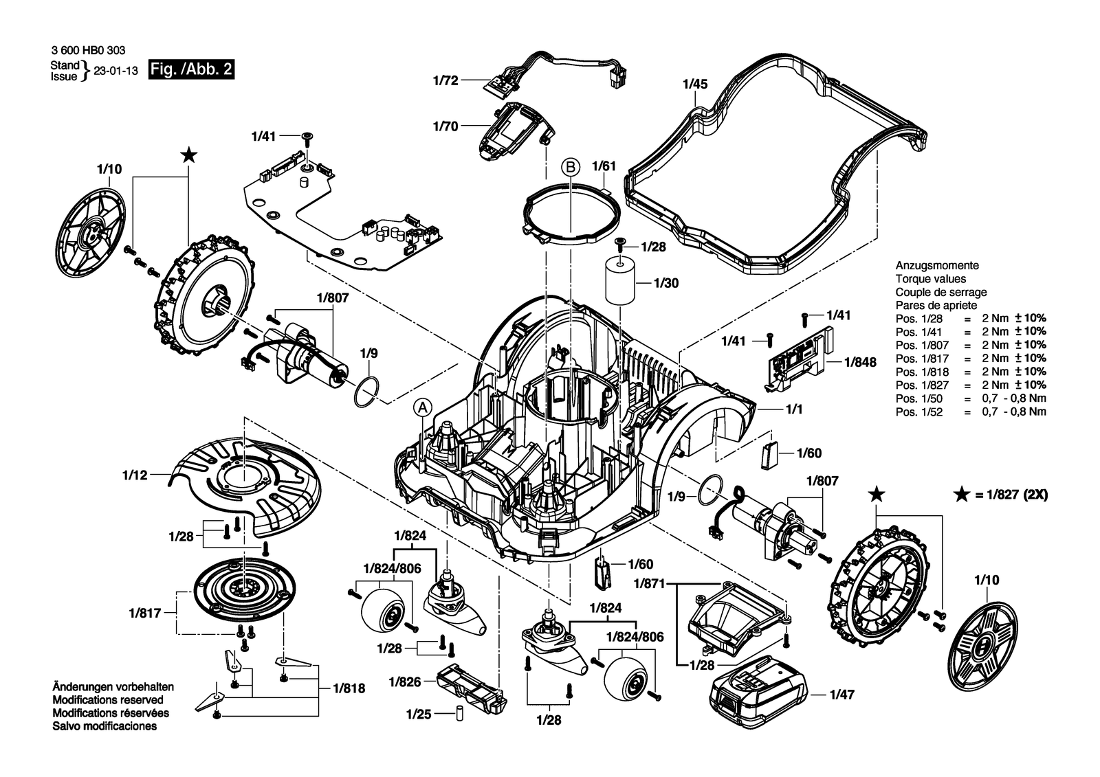 Bosch Indego M+ 700 parts diagram, sheet 2