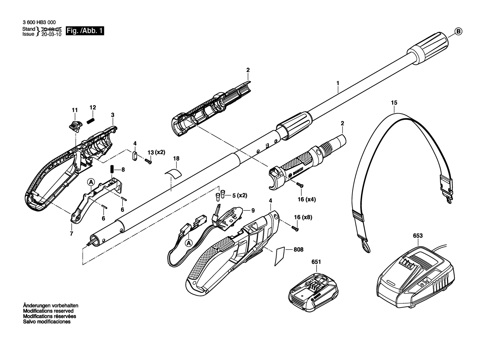 Bosch UniversalHedgePole 18 parts diagram, sheet 1