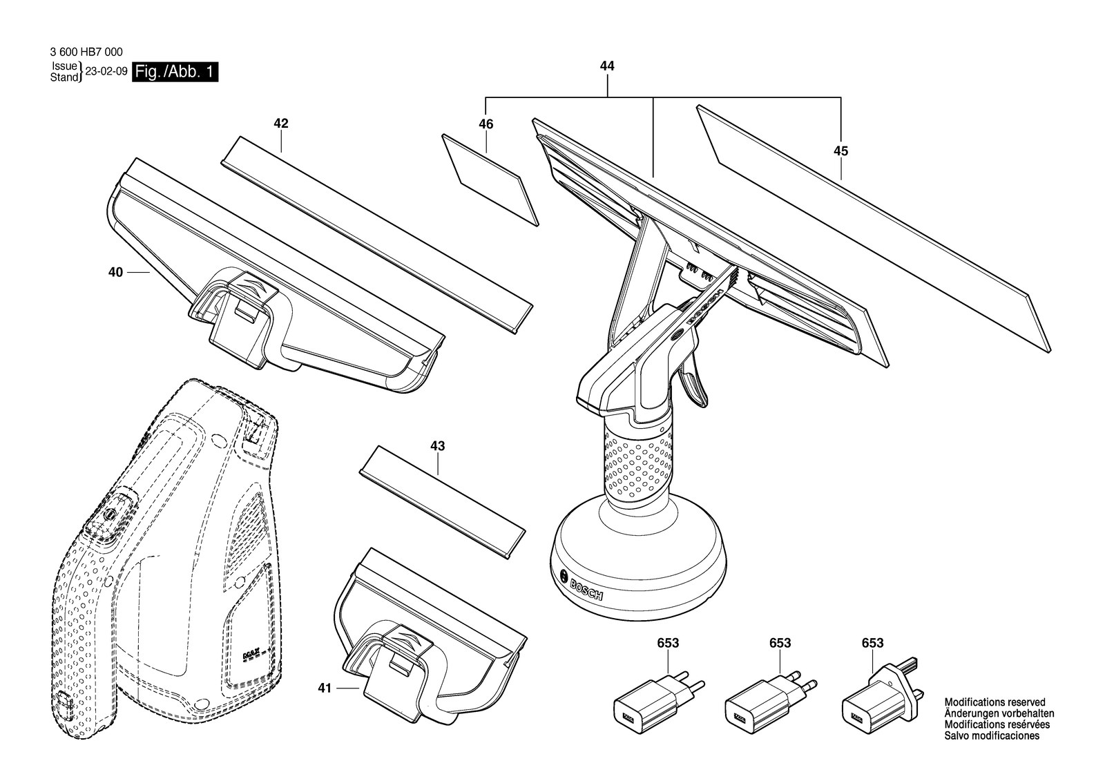 Bosch GlassVac parts diagram, sheet 1