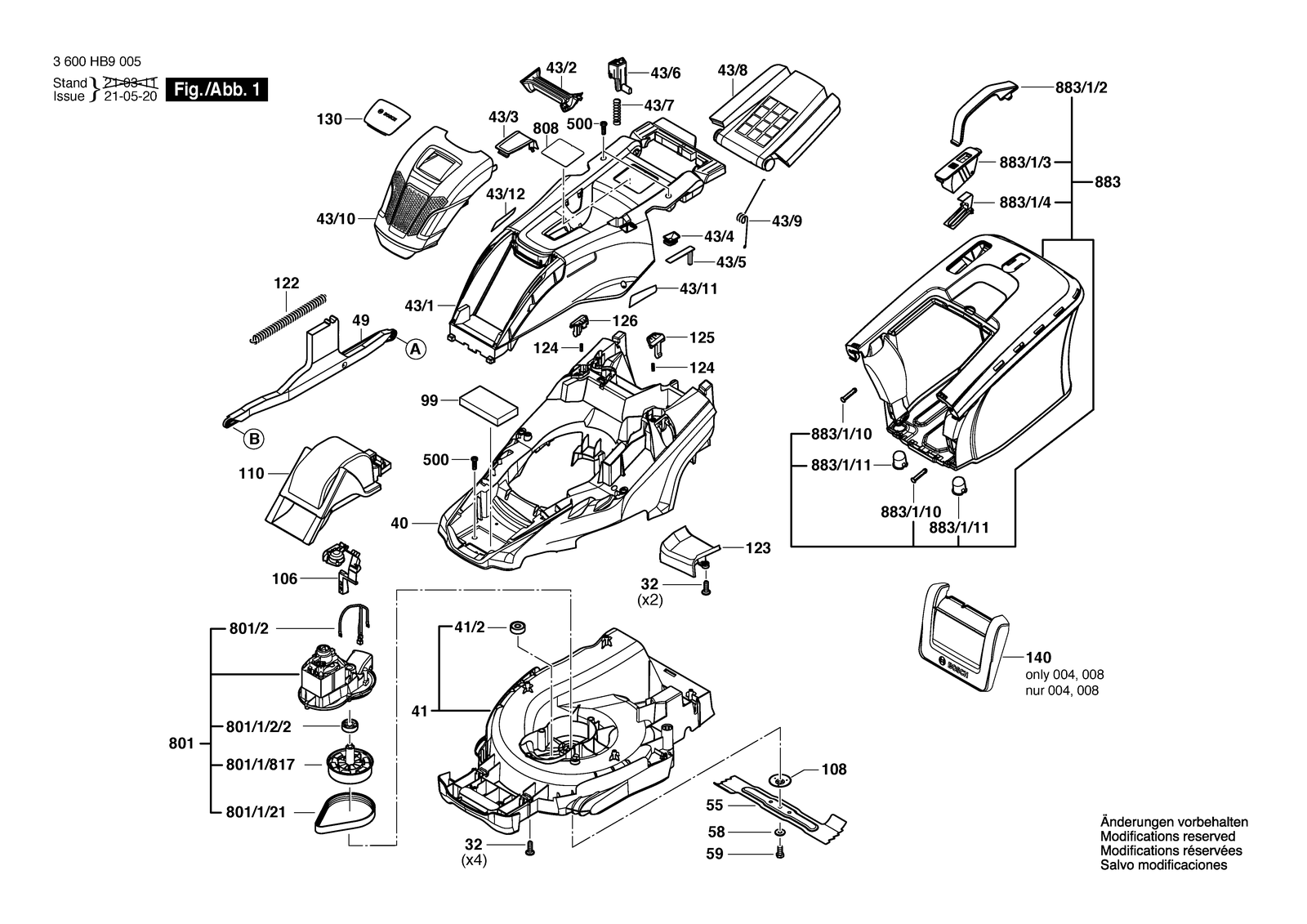 Bosch UniversalRotak 450 parts diagram, sheet 1