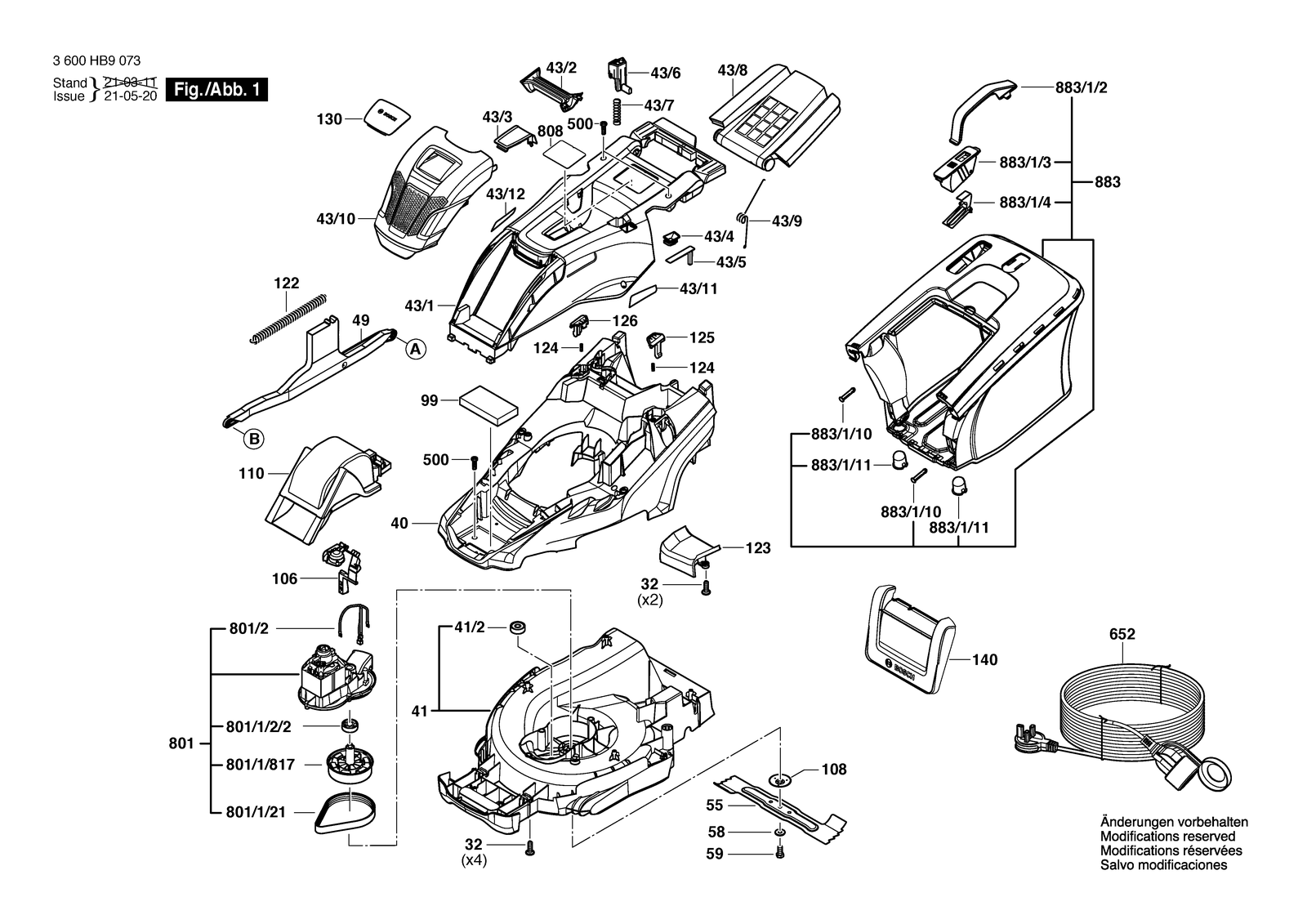 Bosch UniversalRotak 450 parts diagram, sheet 1