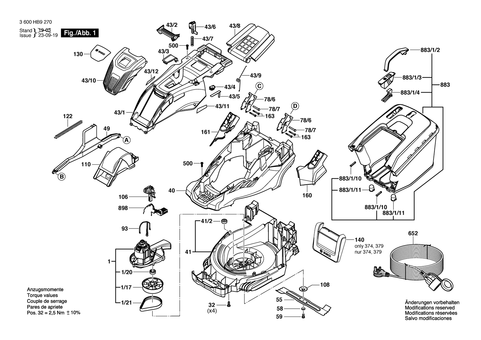 Bosch AdvancedRotak 650 parts diagram, sheet 1