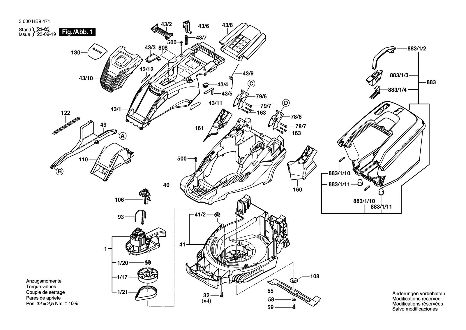 Bosch UniversalRotak 650 parts diagram, sheet 1