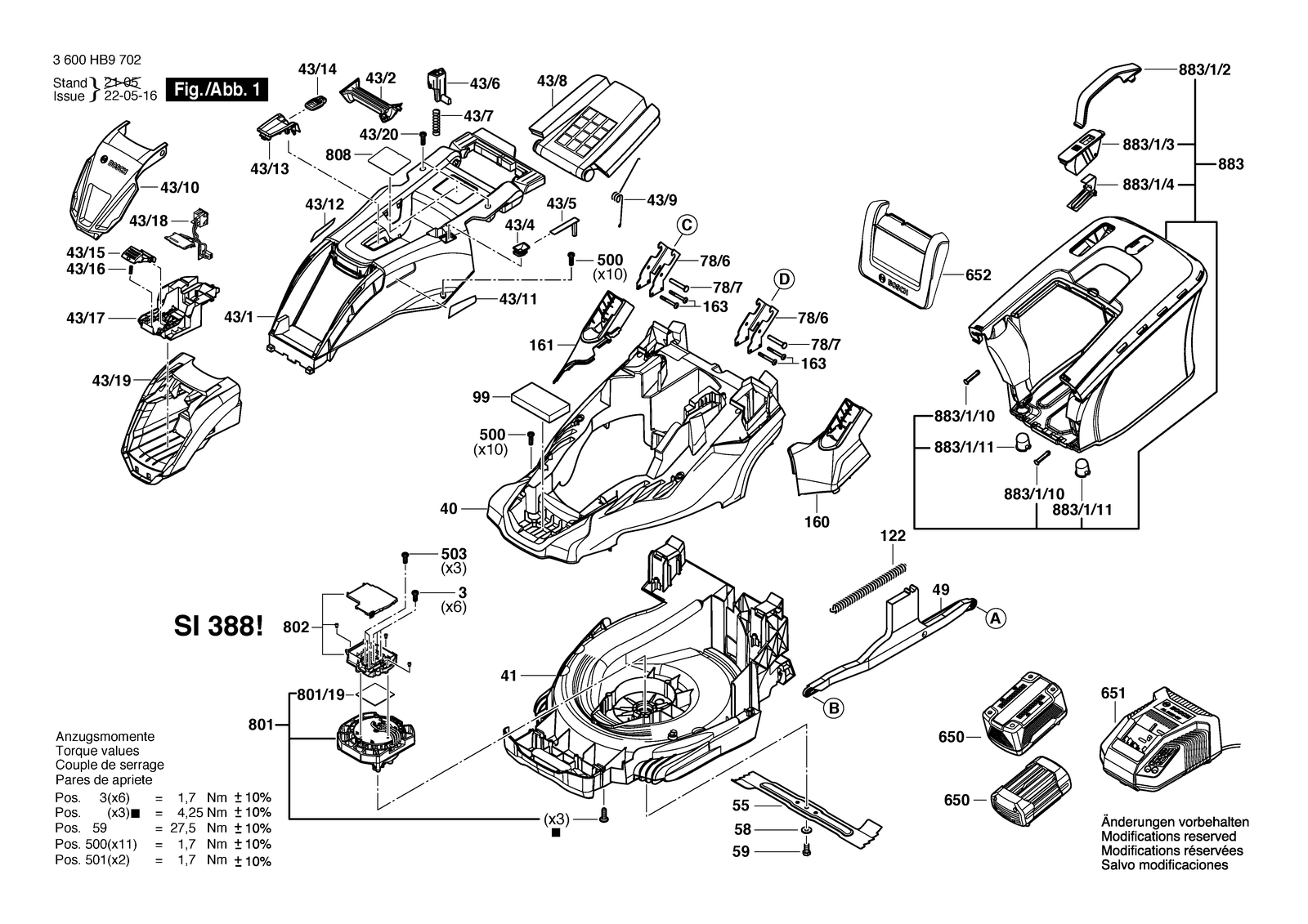Bosch AdvancedRotak 36-950 parts diagram, sheet 1