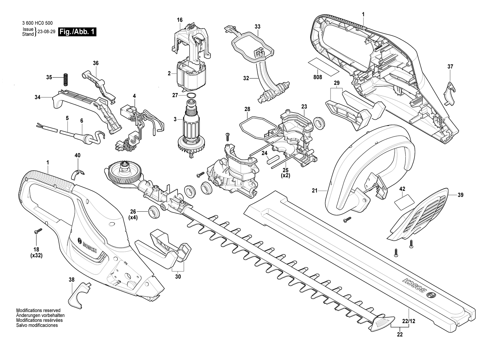 Bosch UniversalHedgeCut 58 parts diagram, sheet 1