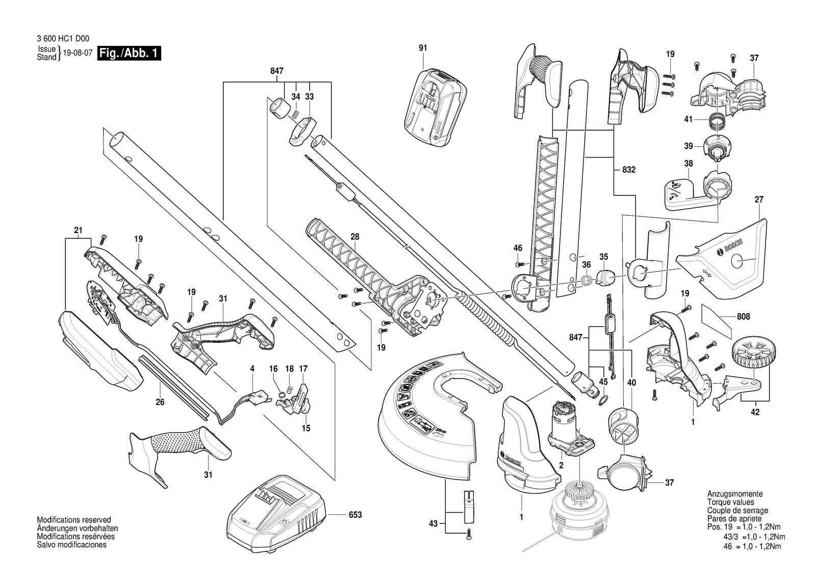 Bosch UniversalGrassCut 18 parts diagram, sheet 1