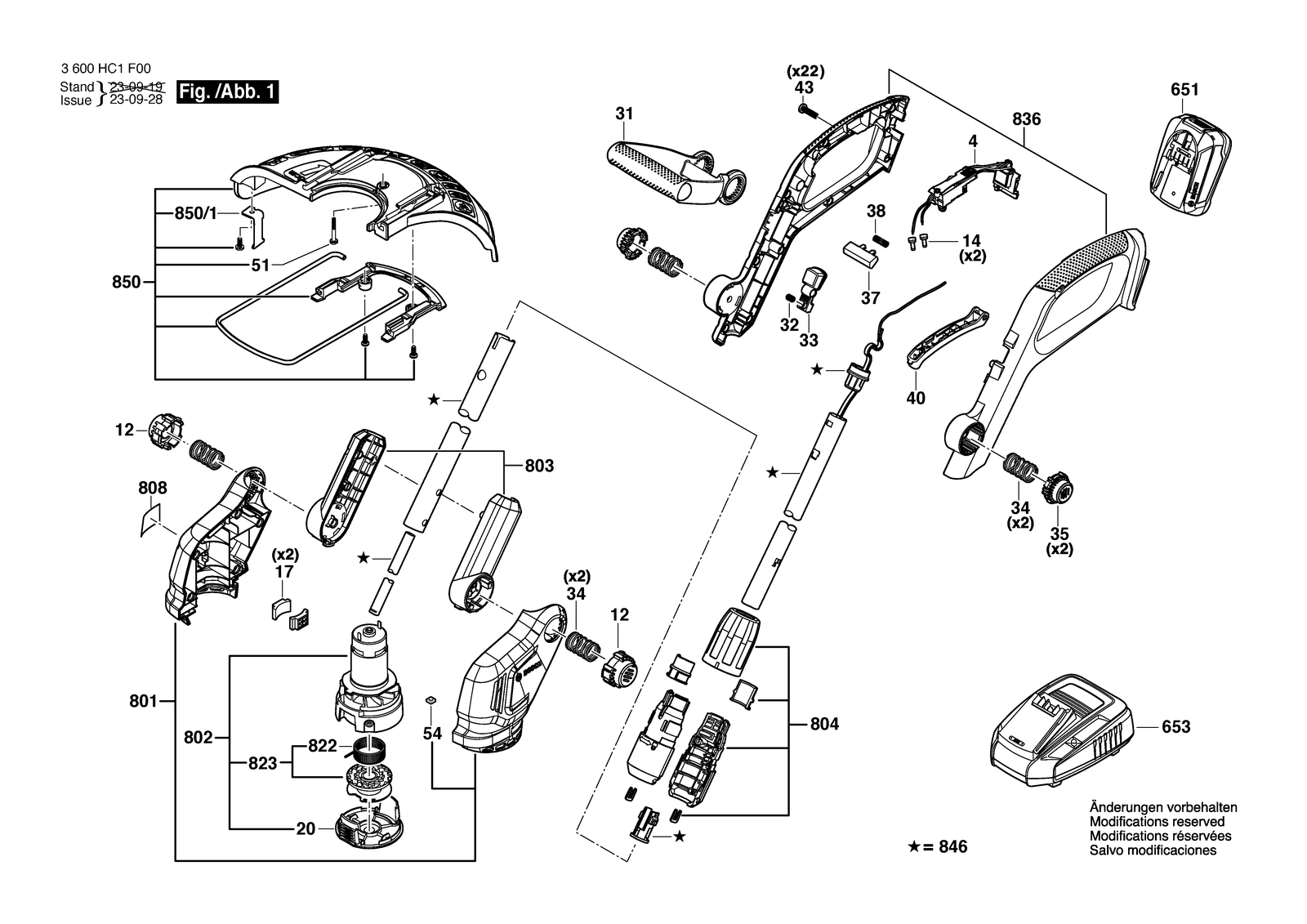 Bosch UniGrassCut 18V-23-450 parts diagram, sheet 1