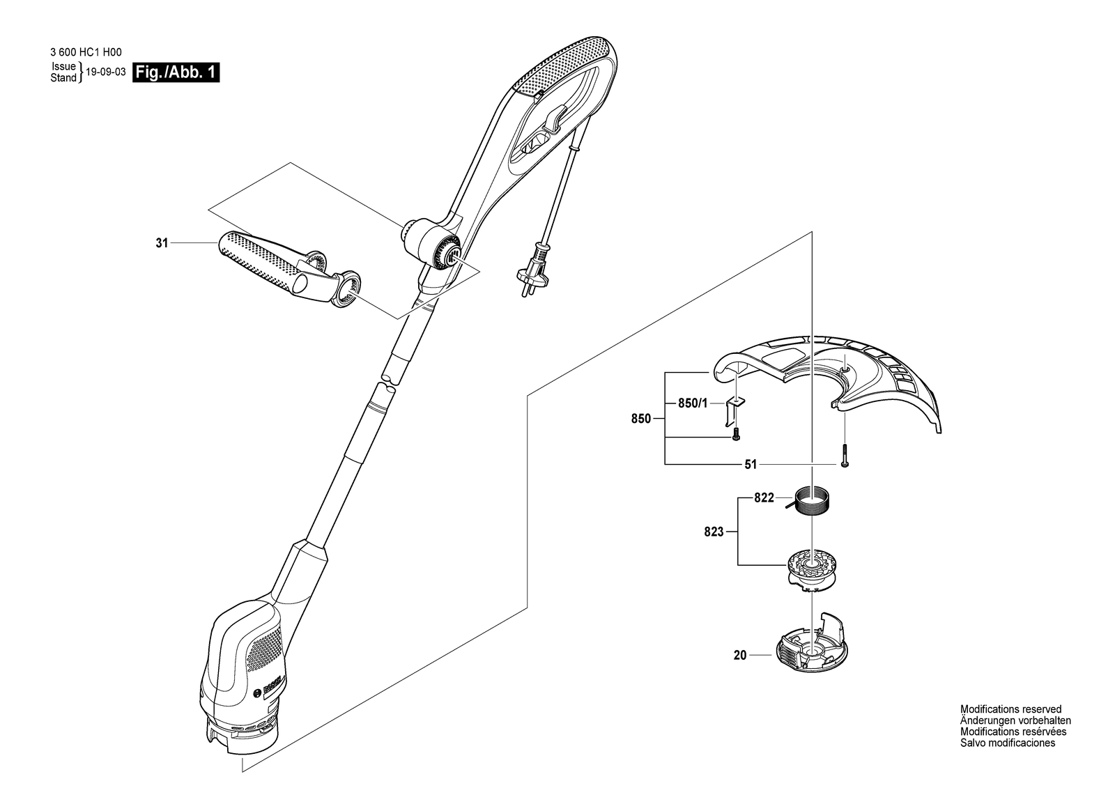 Bosch EasyGrassCut 23 parts diagram, sheet 1