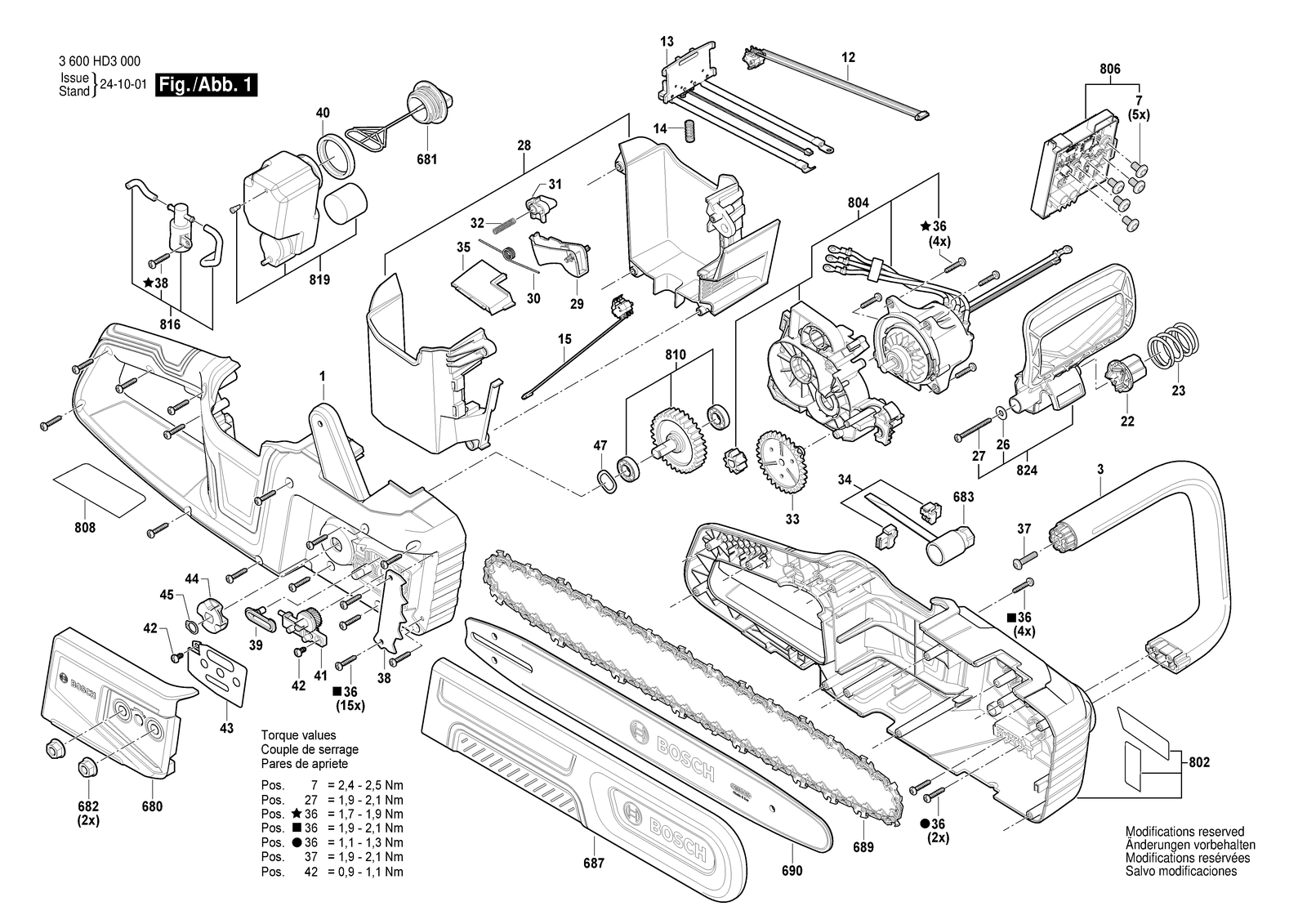 Bosch GKE 18V-40 parts diagram, sheet 1