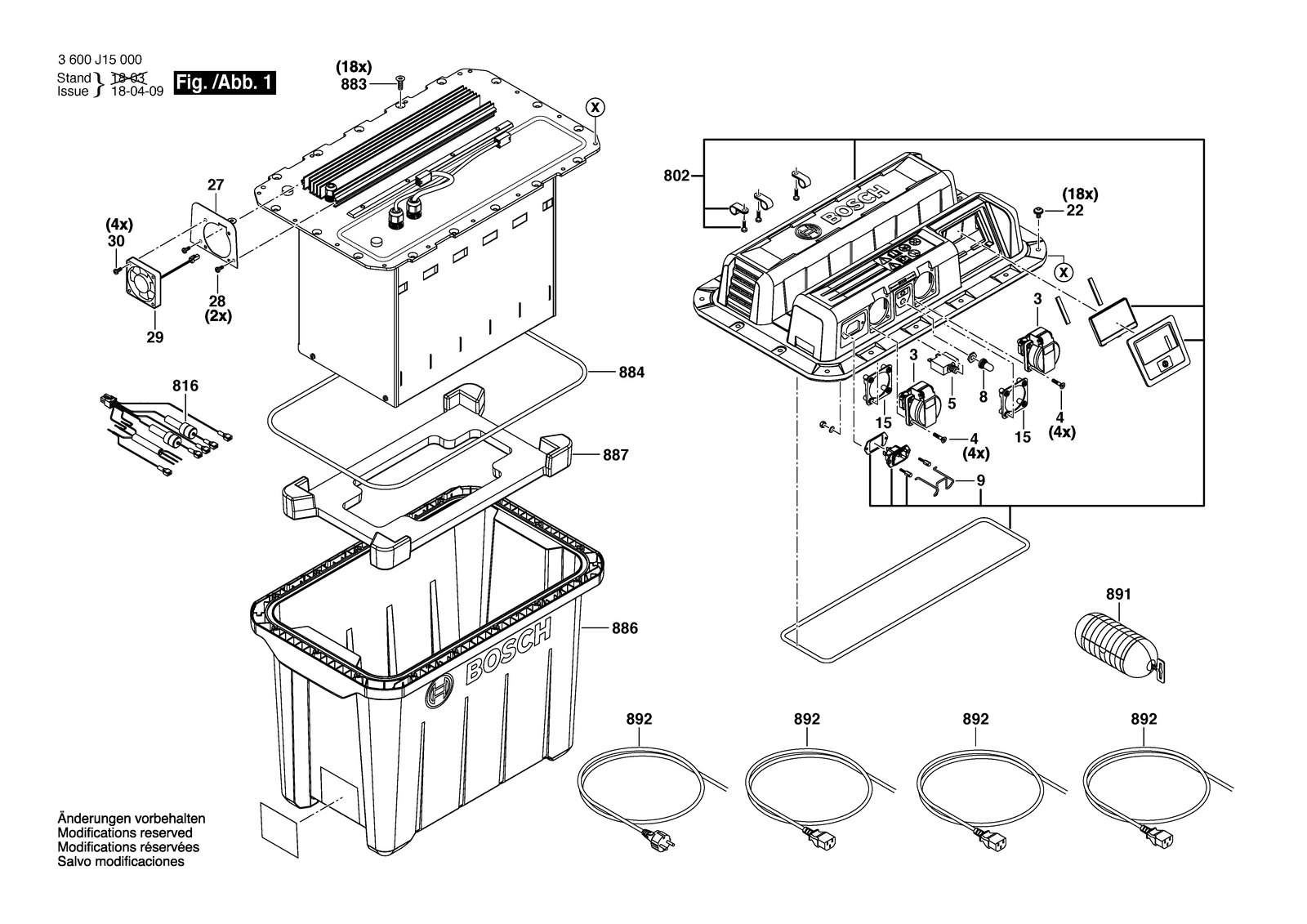 Bosch GEN 230V parts diagram, sheet 1