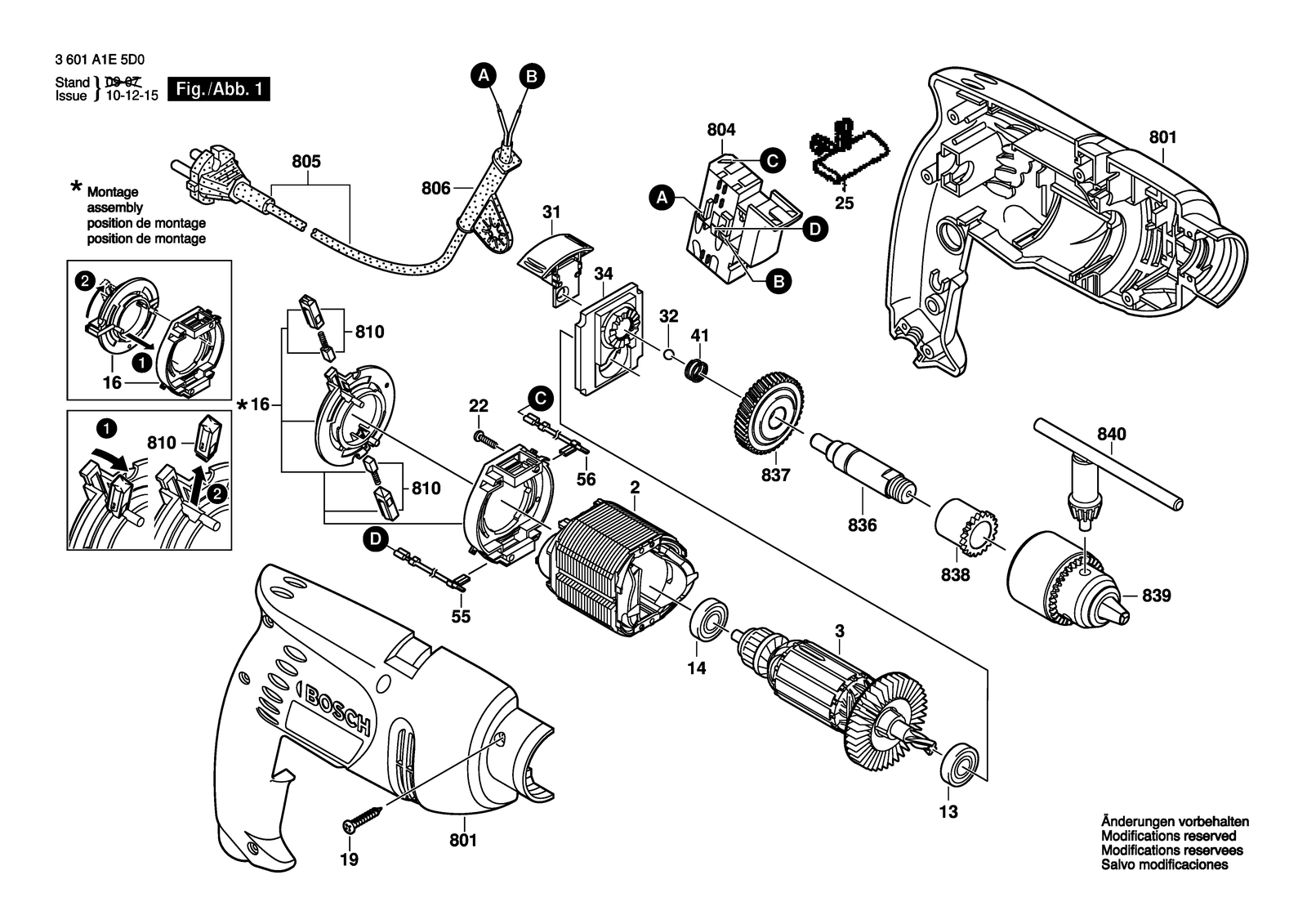 Bosch GBM 10 RE parts diagram, sheet 1