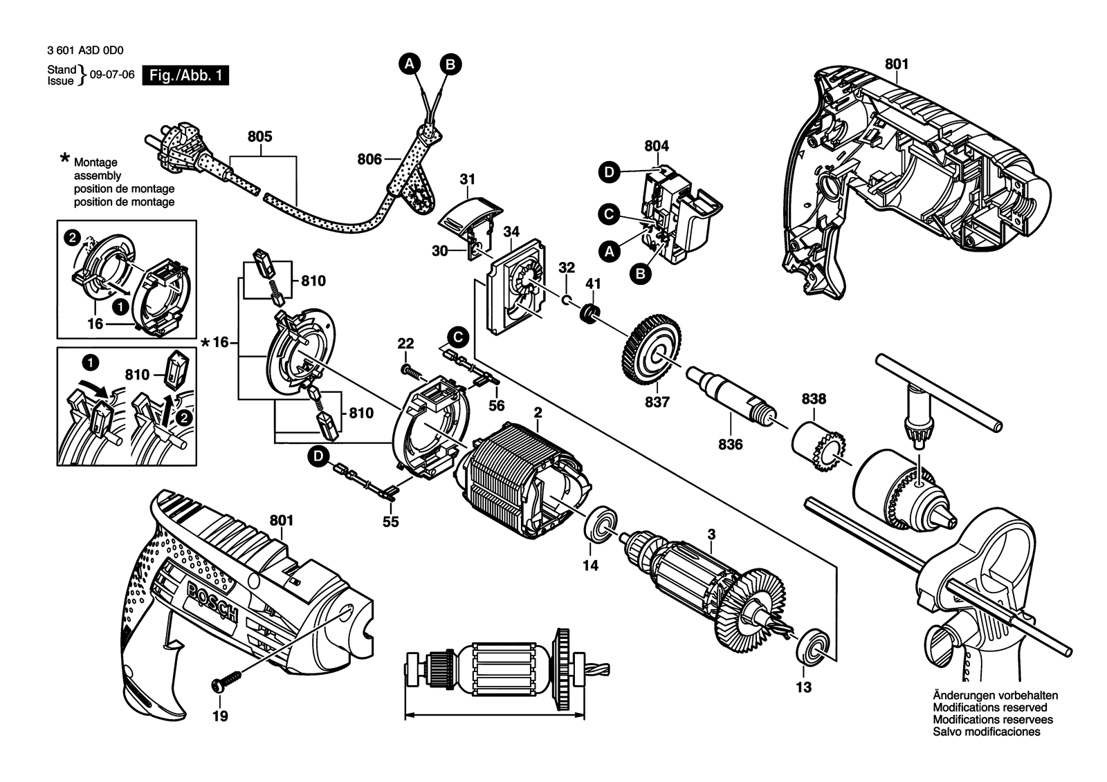 Bosch GSB 13 parts diagram, sheet 1