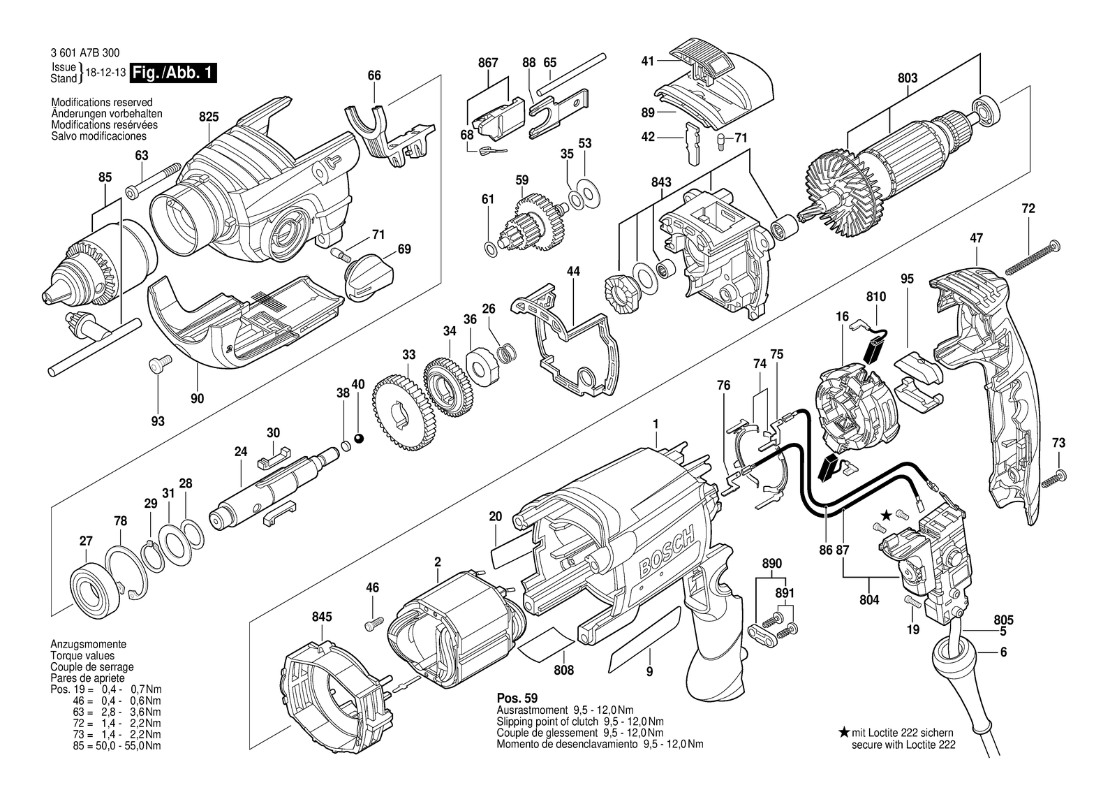 Bosch GSB 20-2 parts diagram, sheet 1