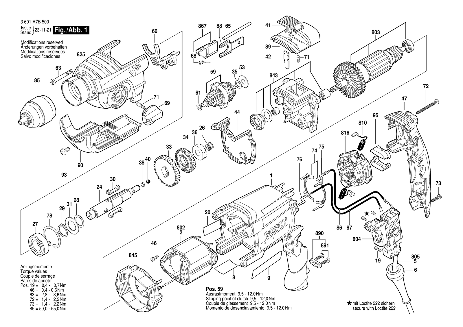 Bosch GSB 19-2 RE parts diagram, sheet 1
