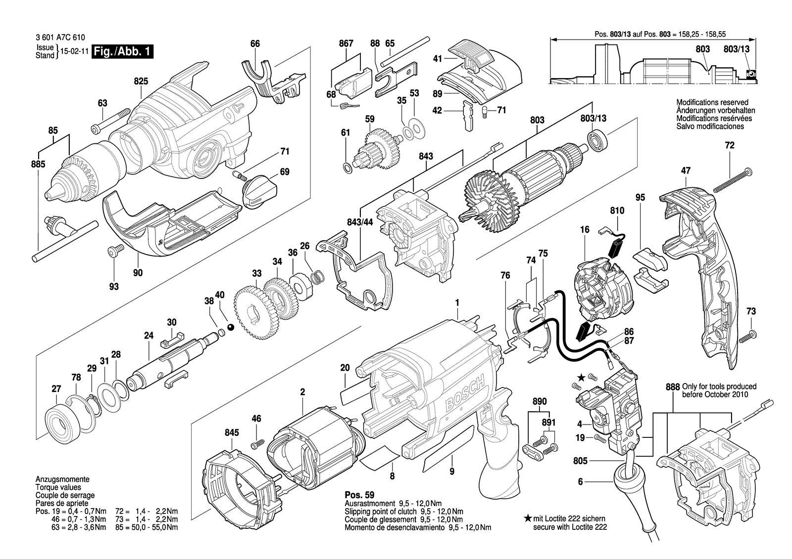 Bosch HD 19-2D parts diagram, sheet 1