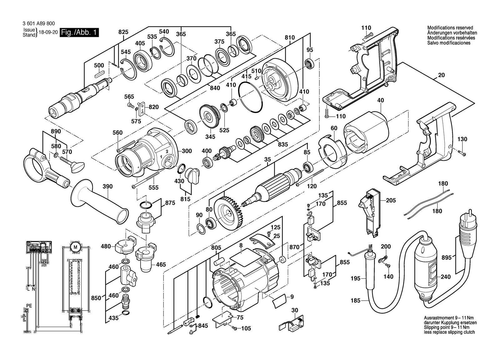 Bosch GDB 180 WE parts diagram, sheet 1