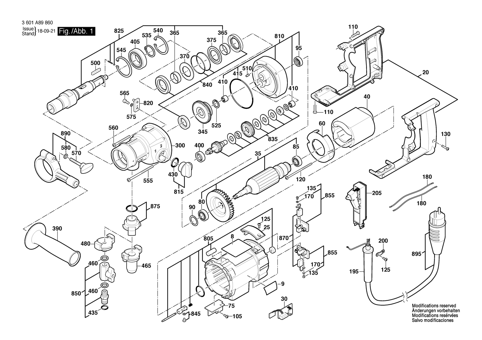 Bosch GDB 180 WE parts diagram, sheet 1