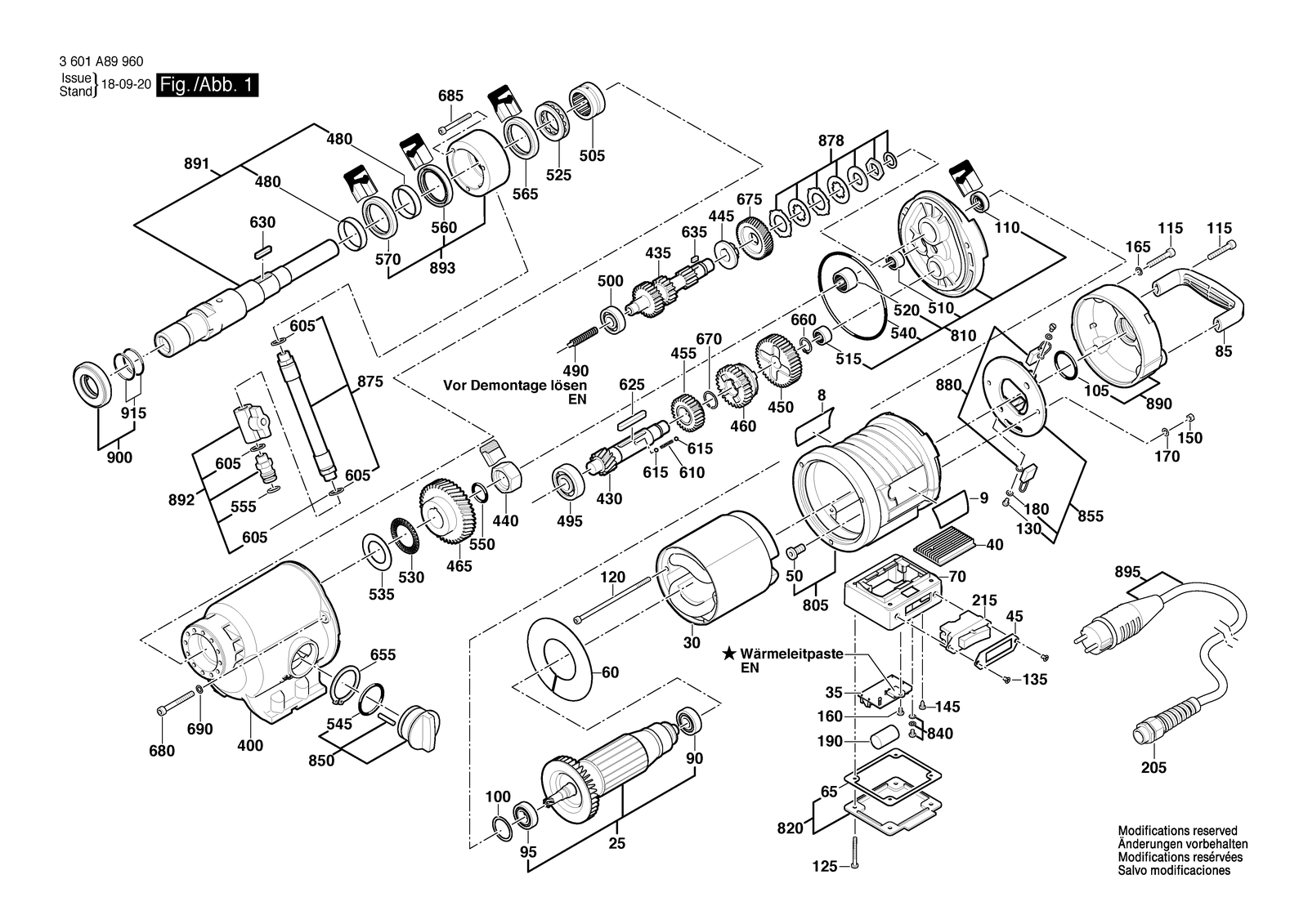 Bosch GDB 350 WE parts diagram, sheet 1